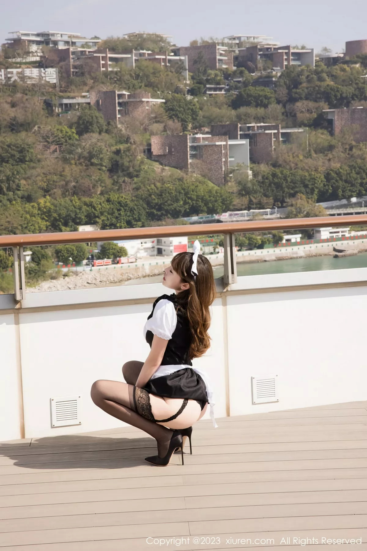 秀人集.com_[XiuRen秀人网]No.6224_模特萌汉药baby半脱女仆装露性感黑色内衣配蕾丝吊袜魅惑写真68P