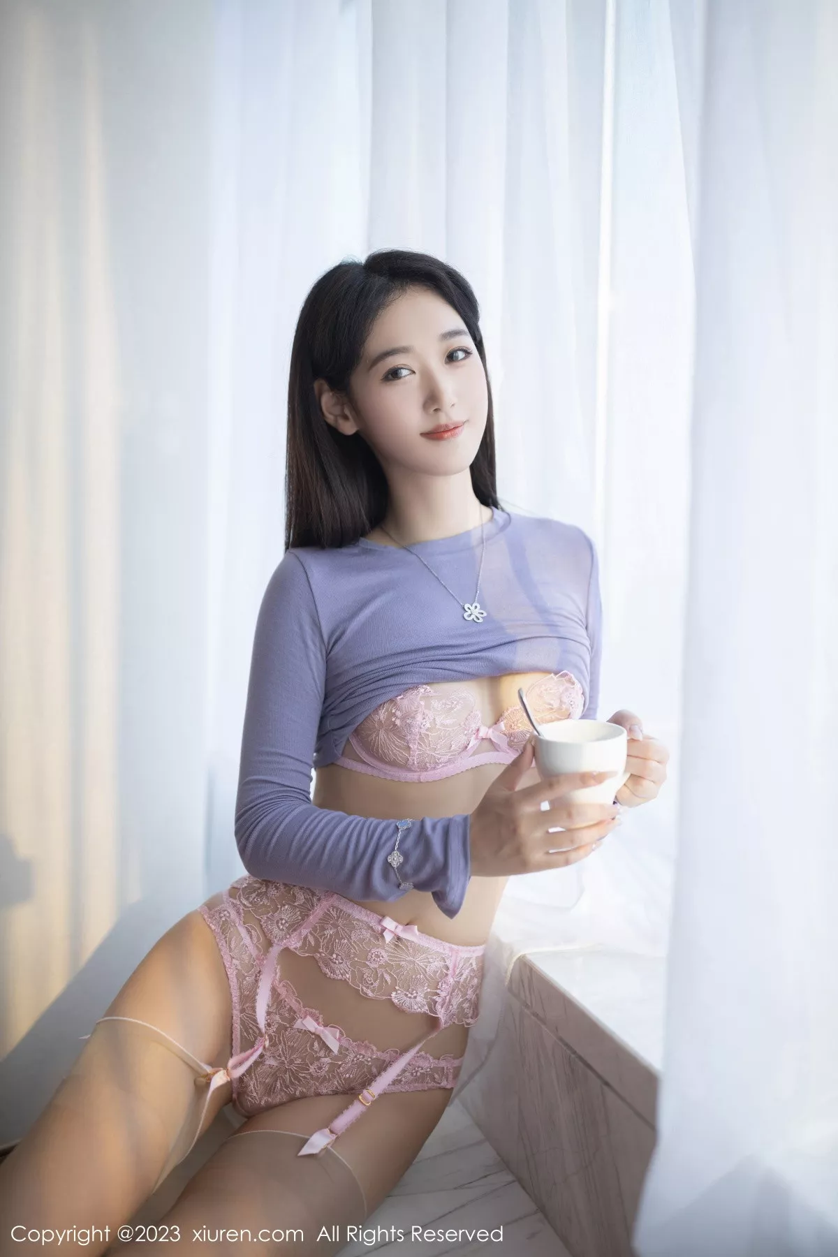 秀人集.com_[XiuRen秀人网]No.6258_模特唐安琪下午茶主题半脱露粉色蕾丝内衣秀曼妙身姿诱惑写真78P
