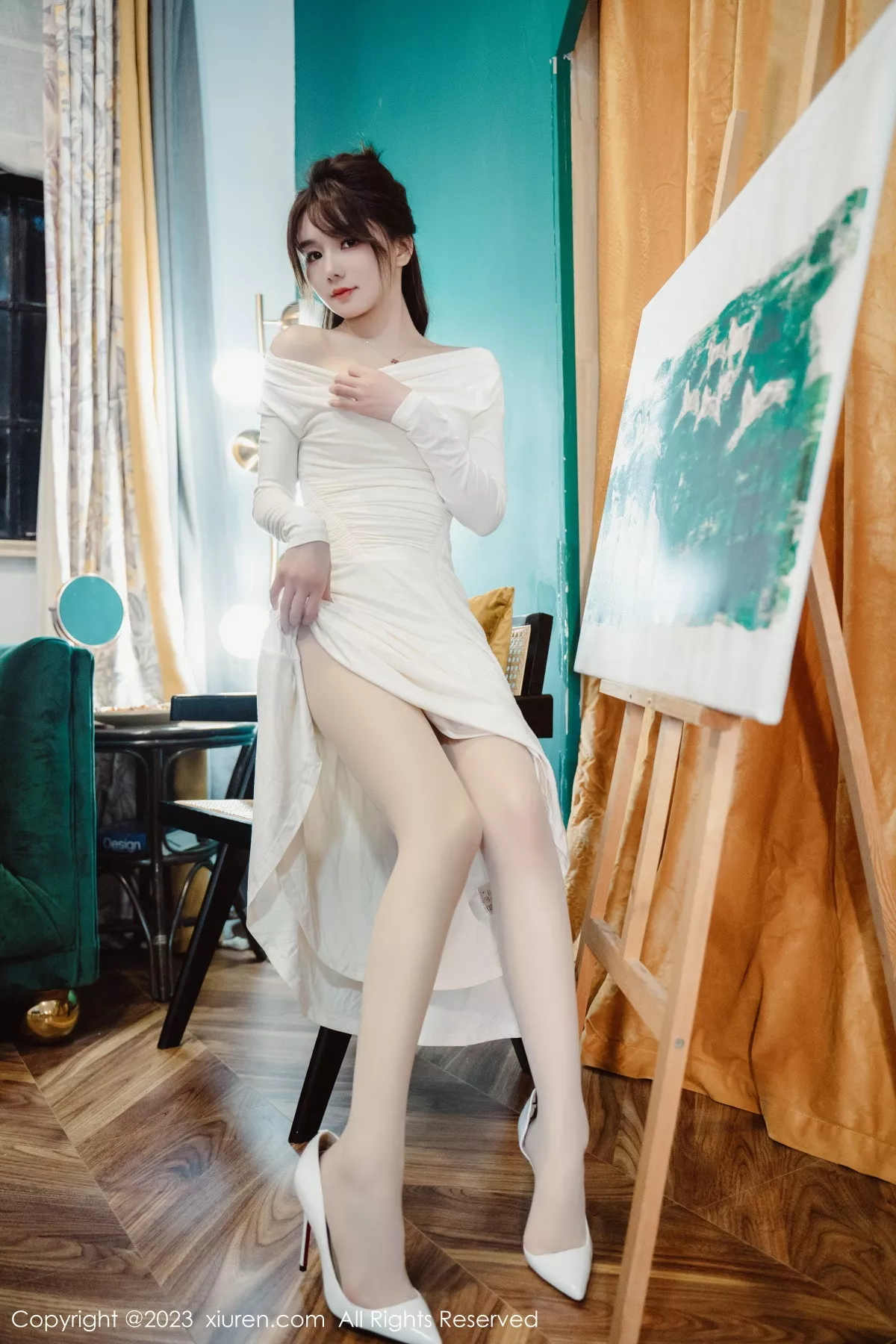 秀人集.com_[XiuRen秀人网]No.6182_模特婠婠么脱白色连衣长裙露蕾丝内衣配开档白丝迷人诱惑写真79P