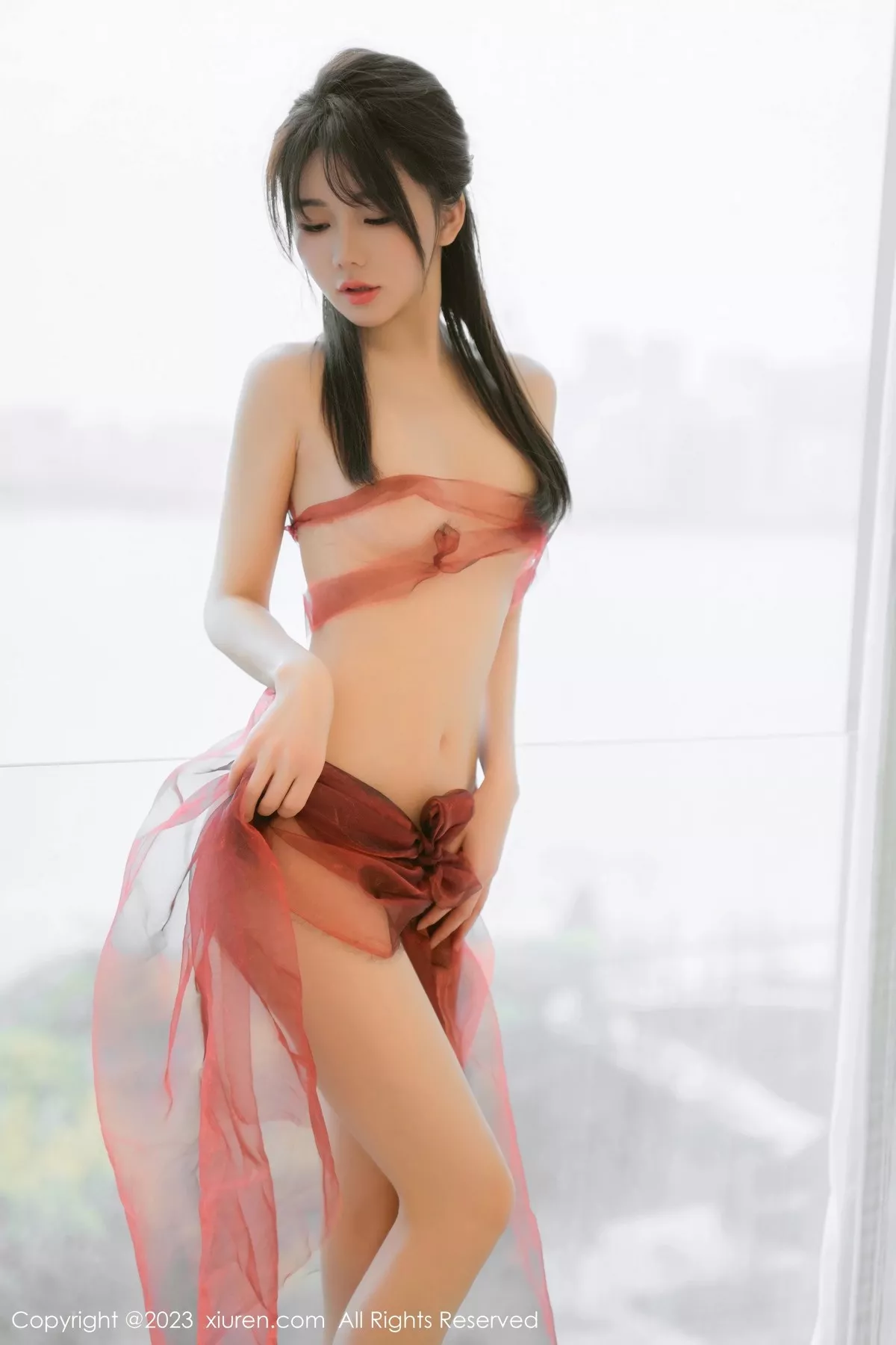 秀人集.com_[XiuRen秀人网]No.6348_模特婠婠么私房性感红色轻透薄纱服饰秀绝美身材迷人诱惑写真68P