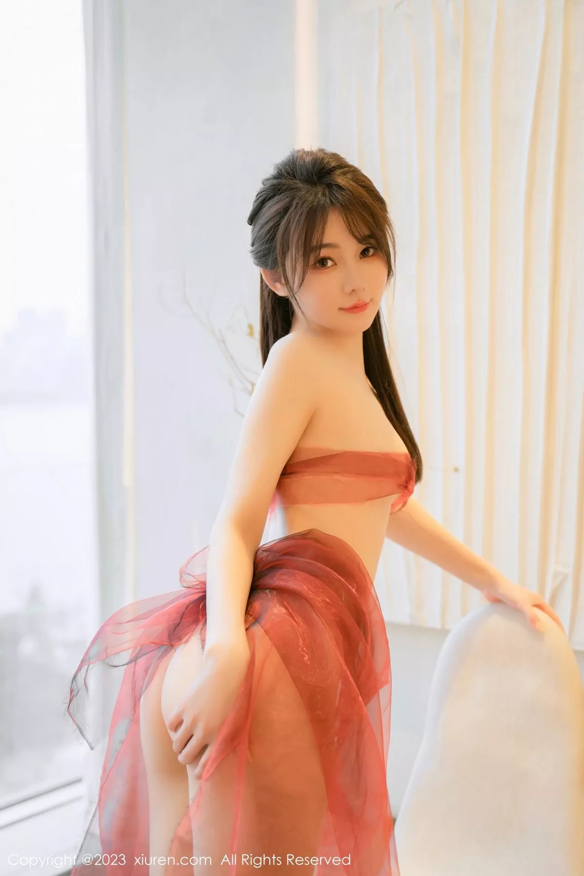 秀人集.com_[XiuRen秀人网]No.6348_模特婠婠么私房性感红色轻透薄纱服饰秀绝美身材迷人诱惑写真68P