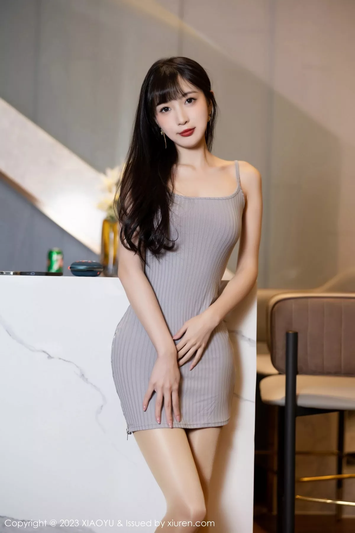 秀人集.com_[XiaoYu画语界]Vol.986_模特林星阑性感灰色吊带裙配超薄无内肉丝秀曼妙身姿诱惑写真83P