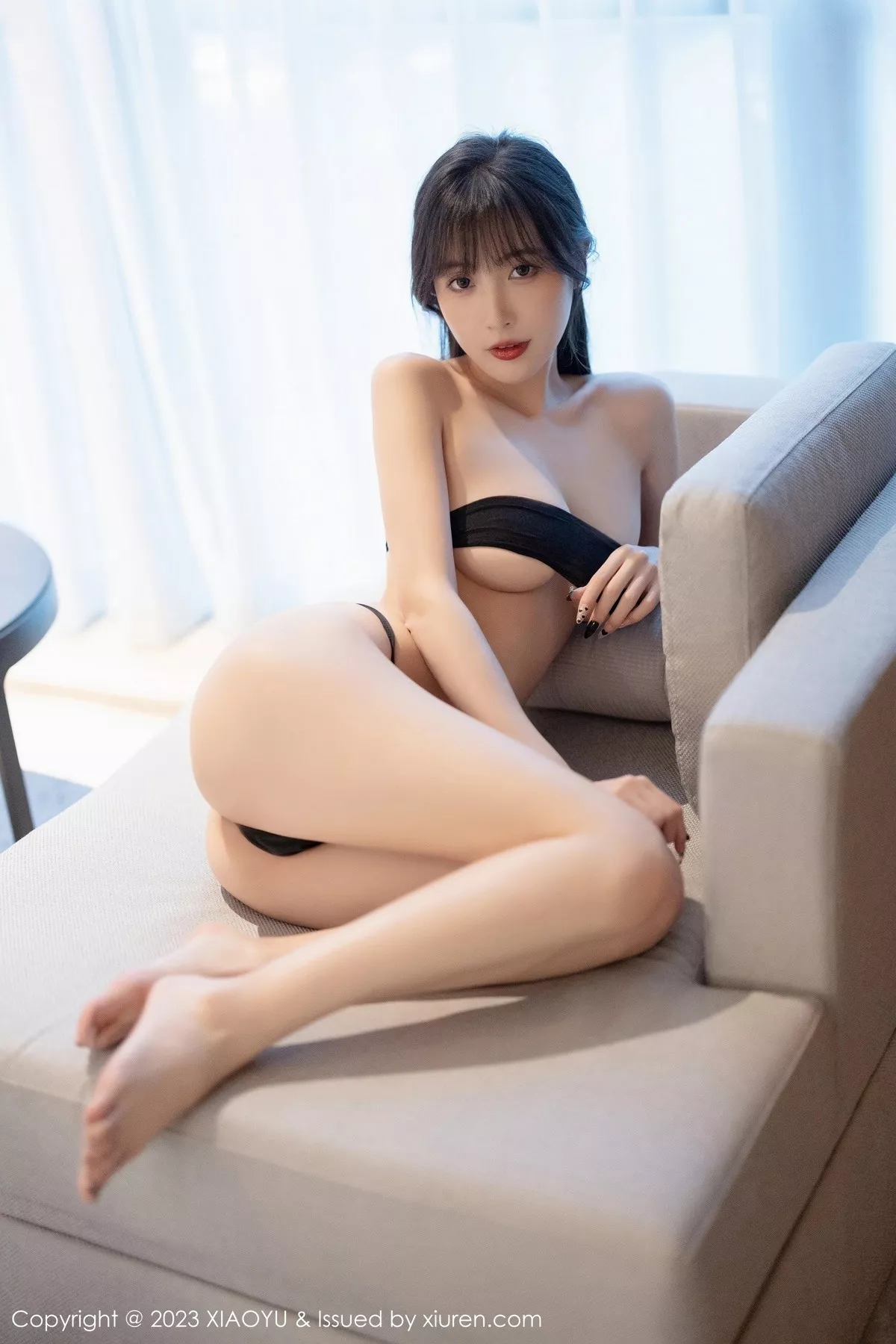 秀人集.com_[XiaoYu画语界]Vol.1000_模特林星阑白色超短制服配黑短裙露性感黑色内衣迷人诱惑写真87P