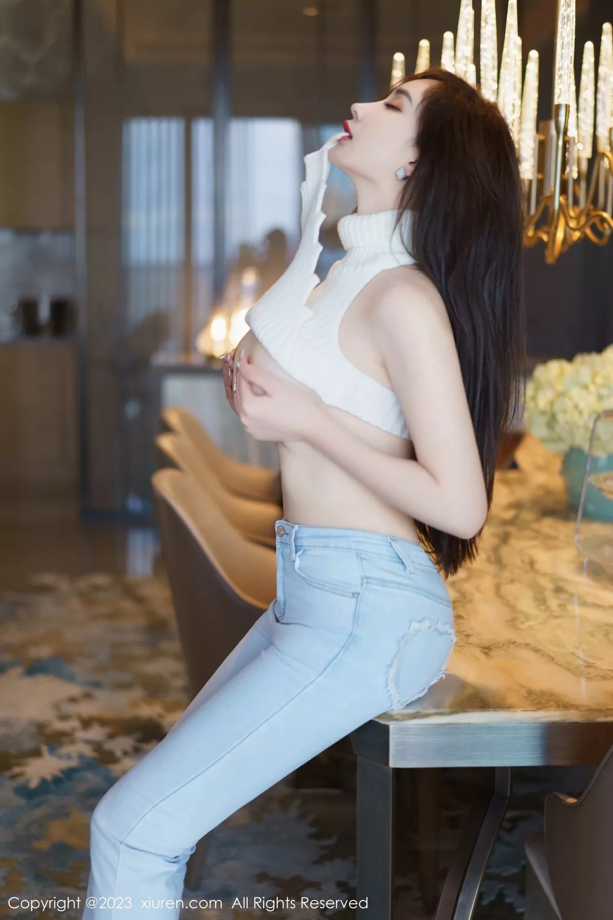 秀人集.com_[XiuRen秀人网]No.6534_女神Carol周妍希白色超短衣配牛仔裤露傲人豪乳极致诱惑写真71P