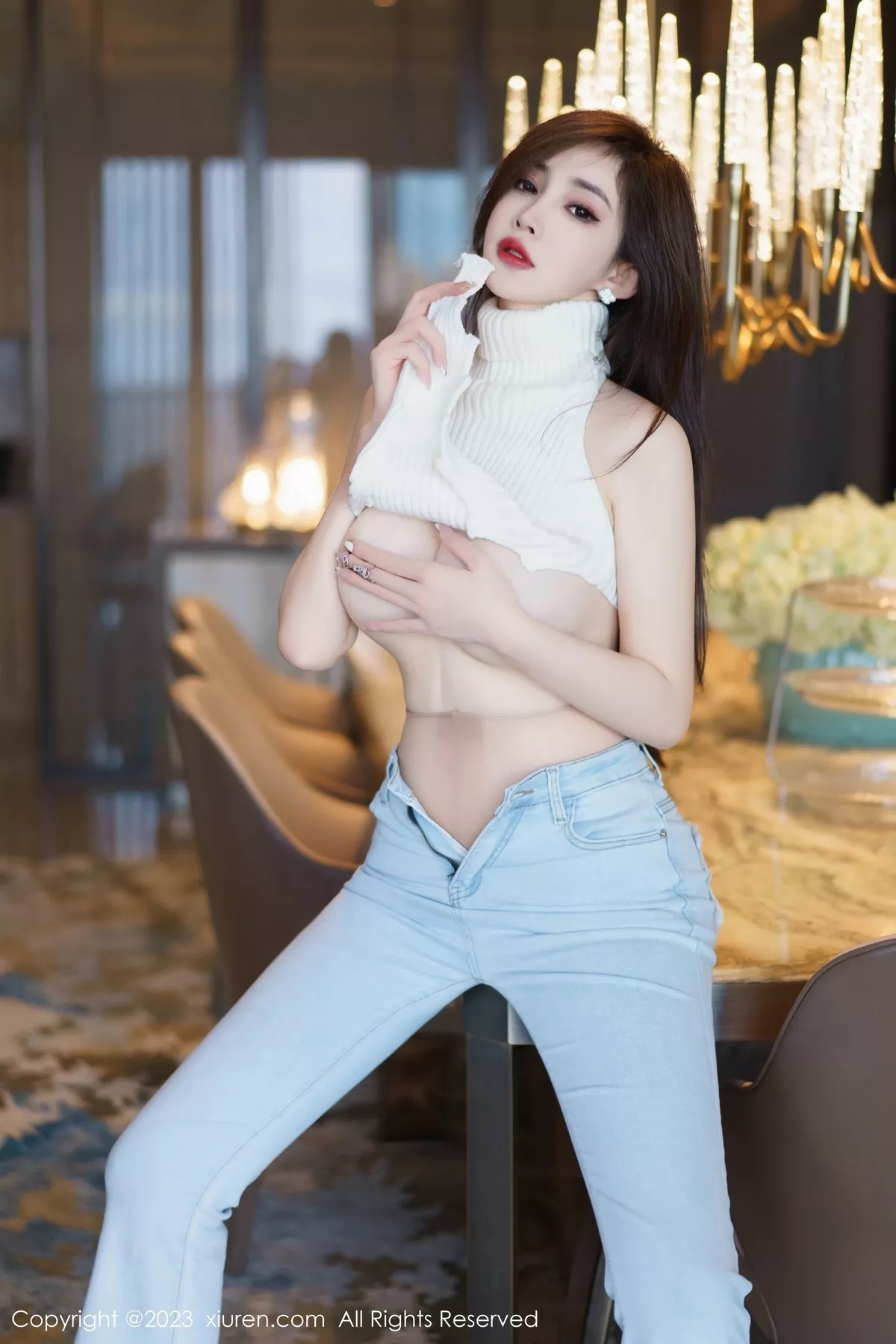秀人集.com_[XiuRen秀人网]No.6534_女神Carol周妍希白色超短衣配牛仔裤露傲人豪乳极致诱惑写真71P