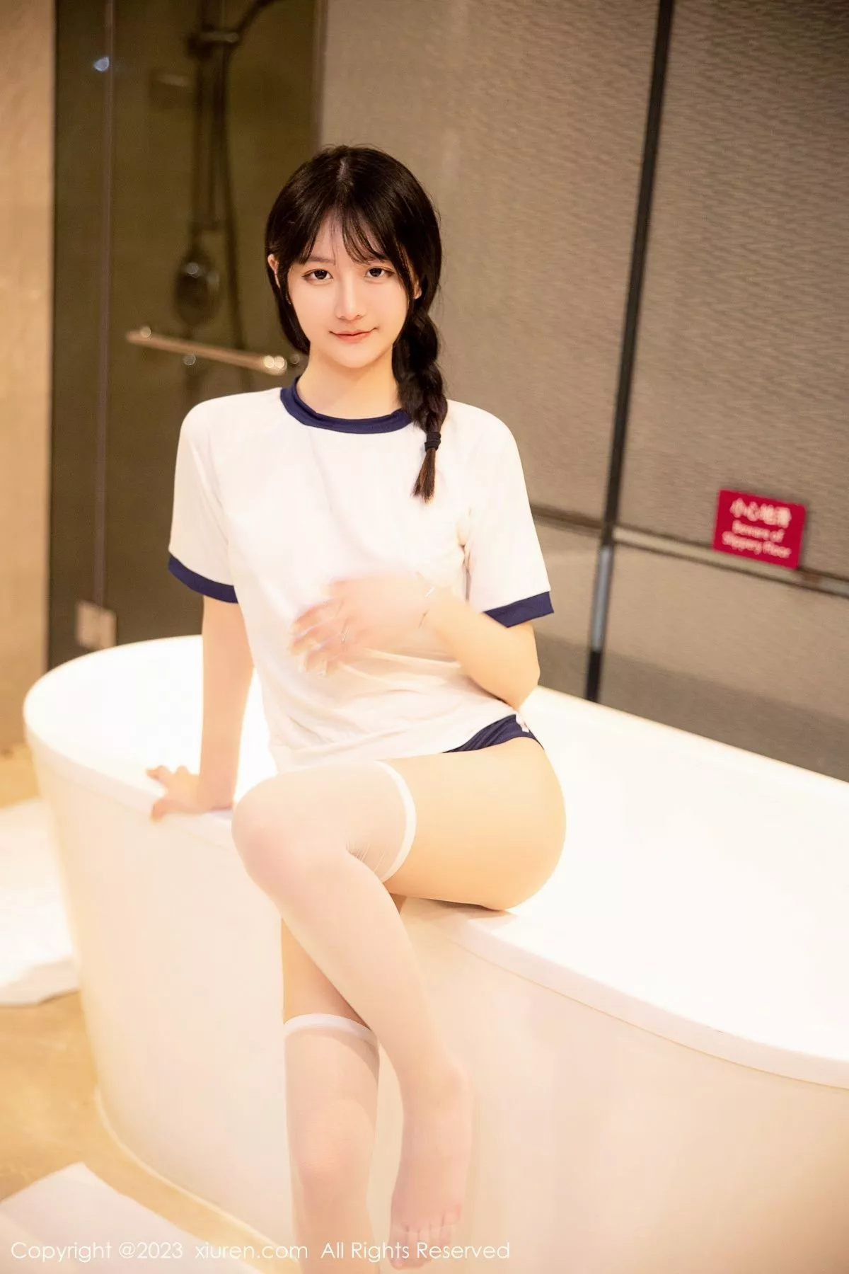 秀人集.com_[XiuRen秀人网]No.6447_模特谢小蒽私房浴室性感白色水手服秀苗条身材迷人诱惑写真87P
