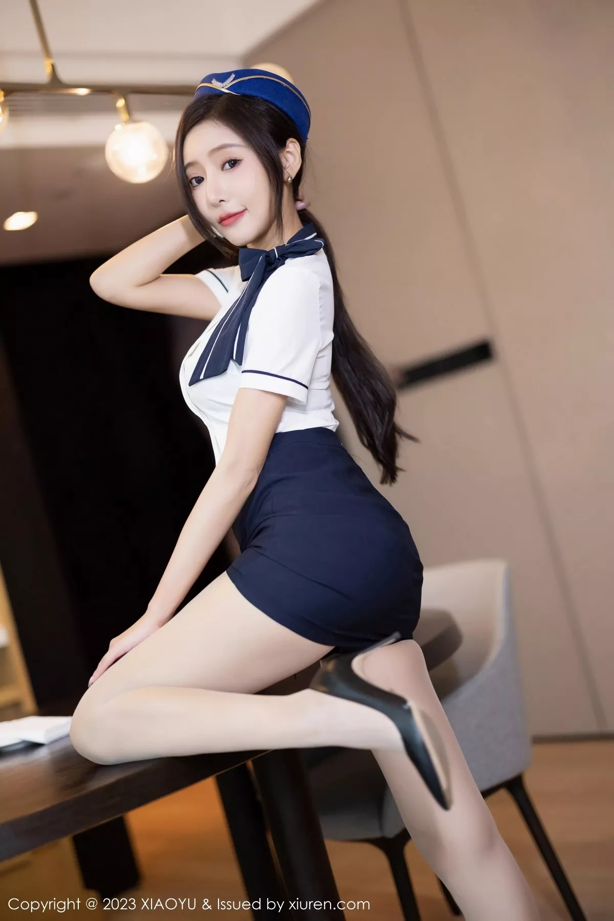 秀人集.com_[XiaoYu画语界]Vol.1012_女神王馨瑶yanni性感制服系列蓝灰内衣配超薄肉丝完美诱惑写真94P