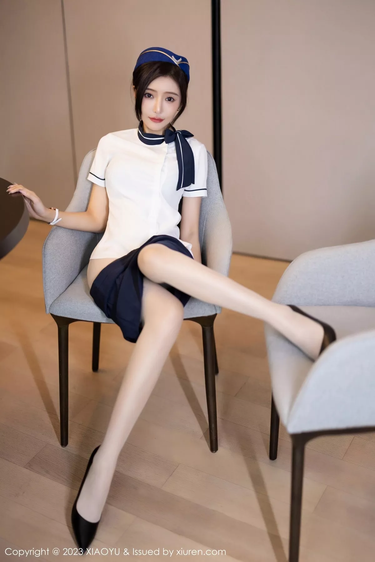 秀人集.com_[XiaoYu画语界]Vol.1012_女神王馨瑶yanni性感制服系列蓝灰内衣配超薄肉丝完美诱惑写真94P