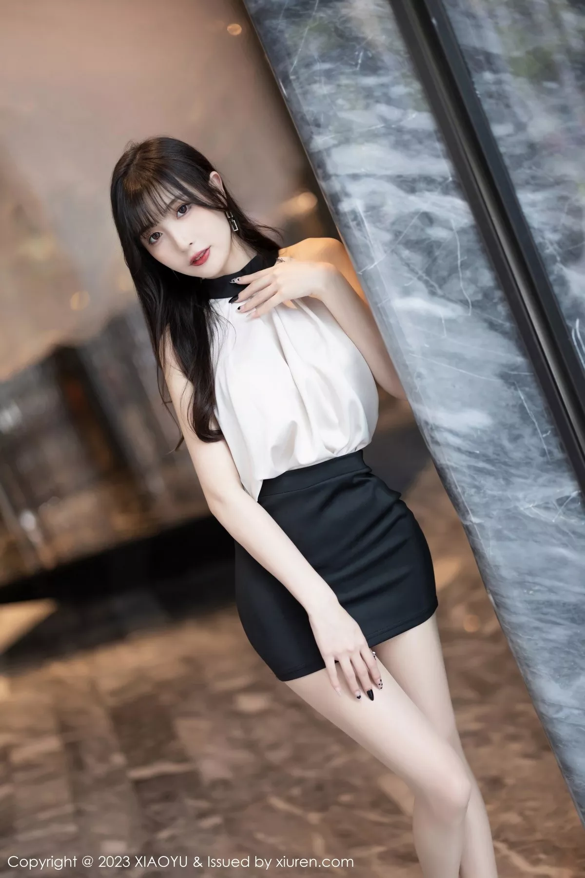 秀人集.com_[XiaoYu画语界]Vol.1013_模特林星阑浅色上衣配黑短裙+粉色蕾丝内衣秀曼妙身姿诱惑写真90P
