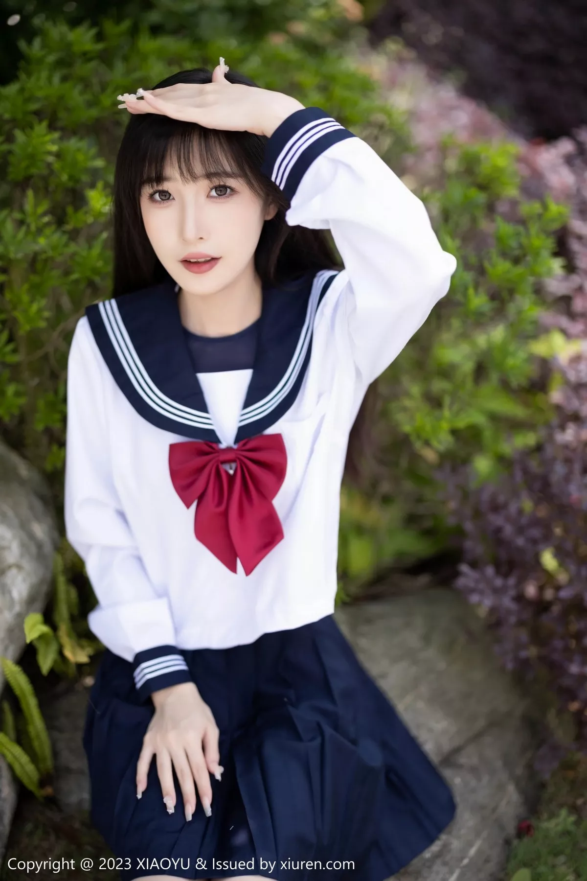 秀人集.com_[XiaoYu画语界]Vol.1045_模特林星阑脱学妹制服露性感蓝色薄纱高叉连体衣惹火诱惑写真96P