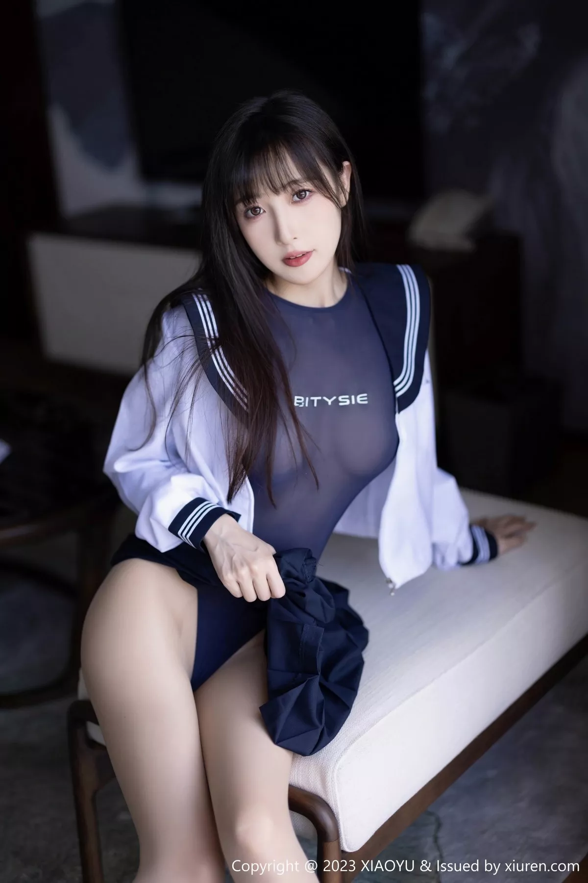 秀人集.com_[XiaoYu画语界]Vol.1045_模特林星阑脱学妹制服露性感蓝色薄纱高叉连体衣惹火诱惑写真96P