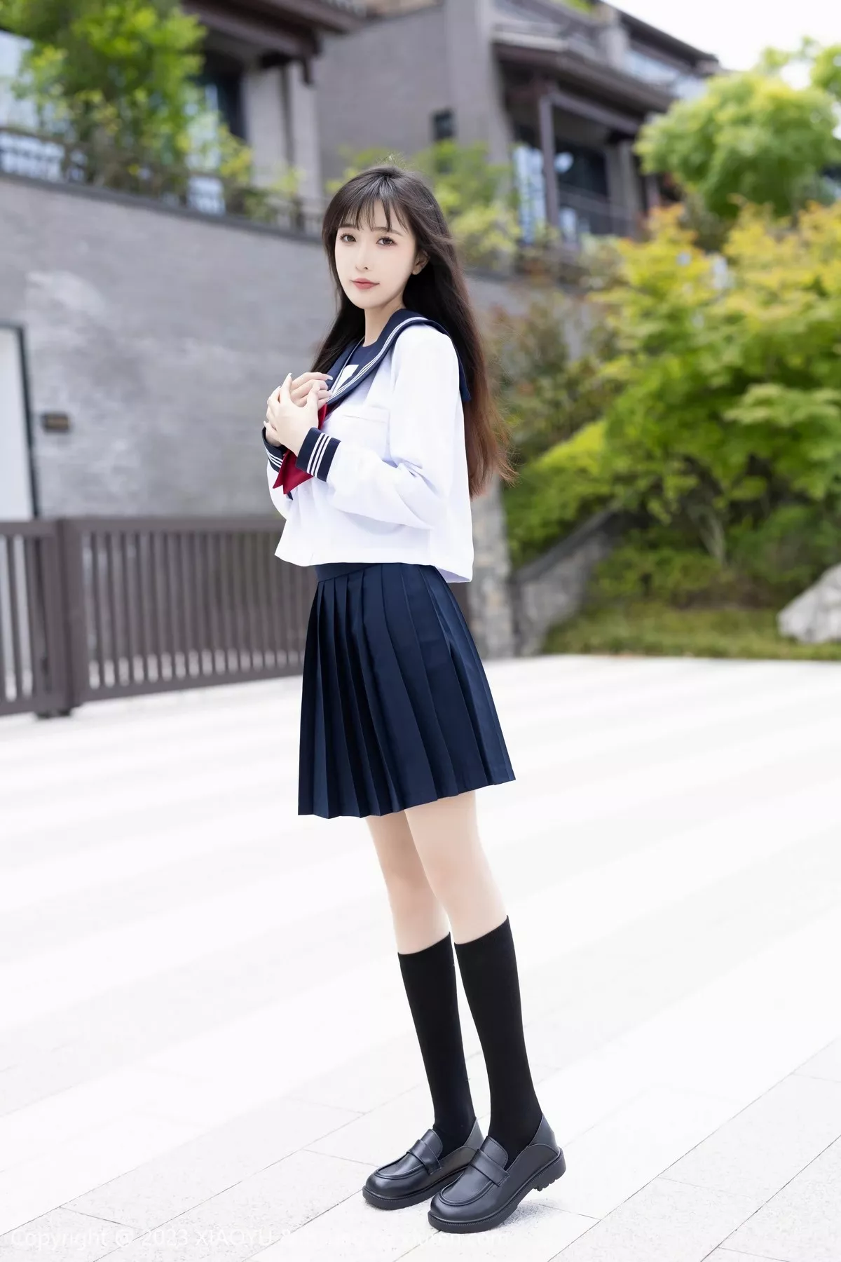 秀人集.com_[XiaoYu画语界]Vol.1045_模特林星阑脱学妹制服露性感蓝色薄纱高叉连体衣惹火诱惑写真96P