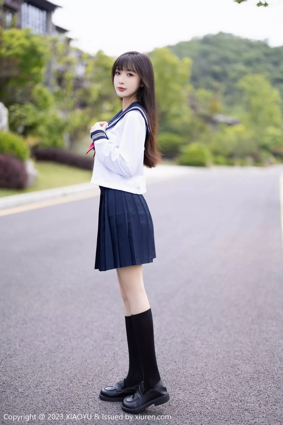 秀人集.com_[XiaoYu画语界]Vol.1045_模特林星阑脱学妹制服露性感蓝色薄纱高叉连体衣惹火诱惑写真96P