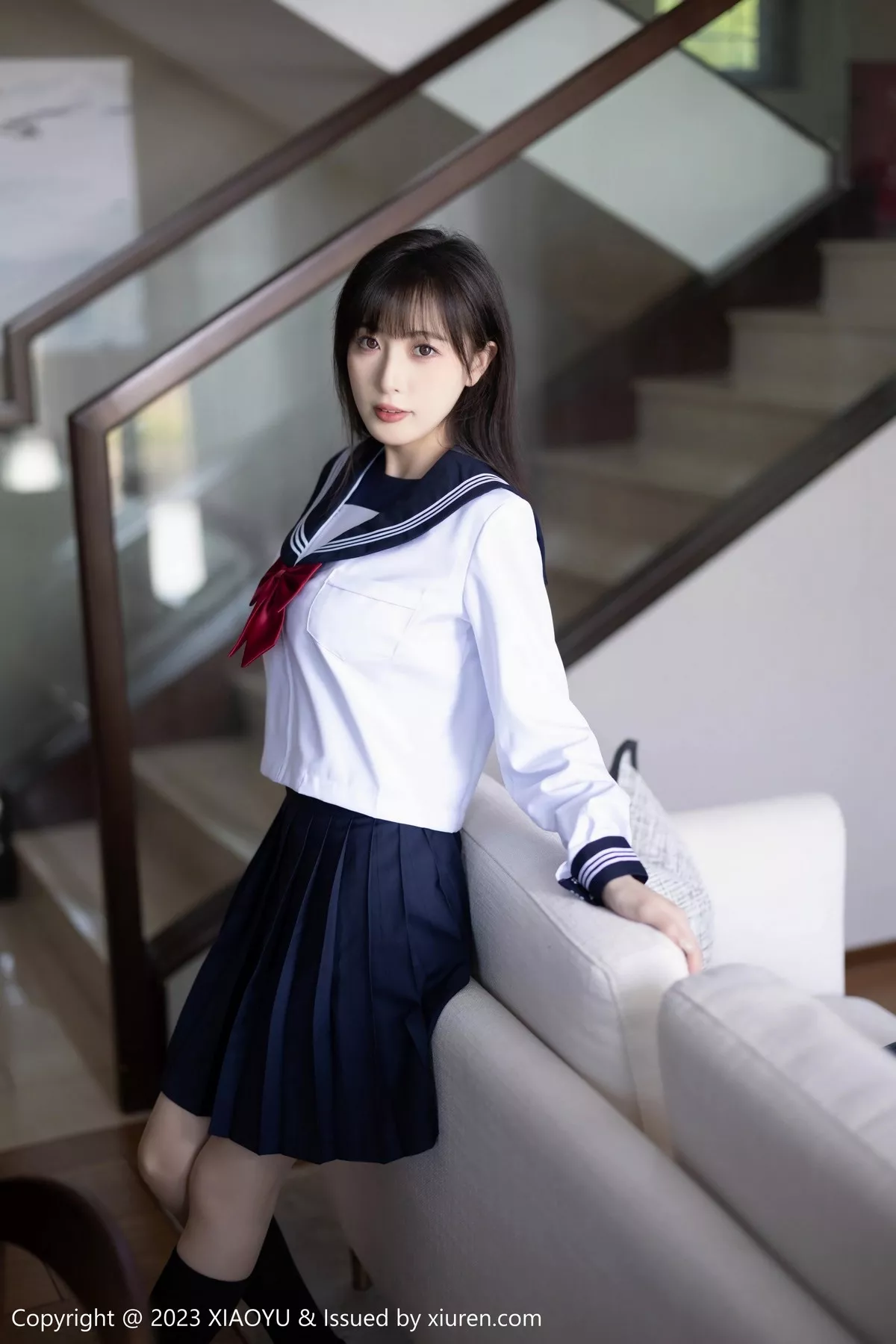 秀人集.com_[XiaoYu画语界]Vol.1045_模特林星阑脱学妹制服露性感蓝色薄纱高叉连体衣惹火诱惑写真96P