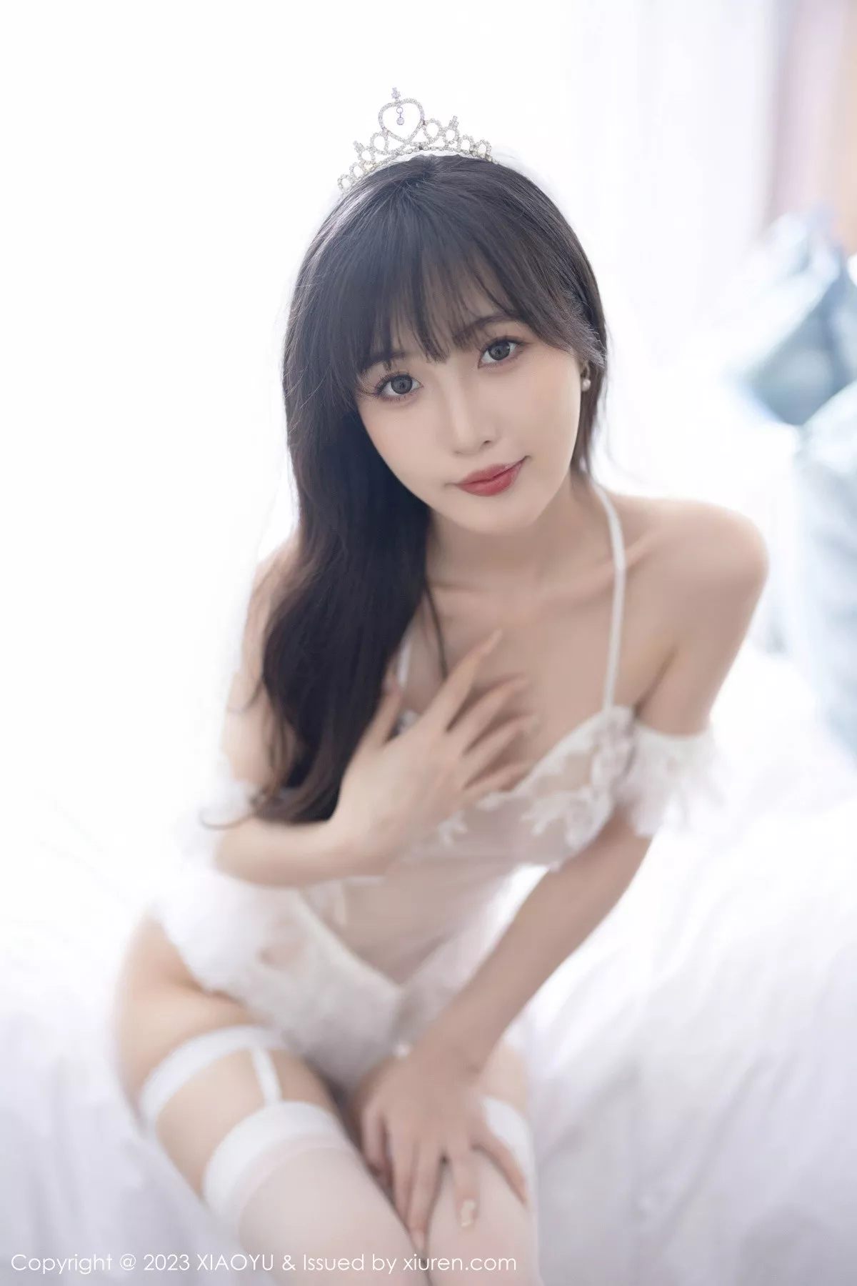 秀人集.com_[XiaoYu画语界]Vol.1058_模特林星阑性感白色薄透婚纱服配白丝吊袜秀曼妙身姿诱惑写真80P