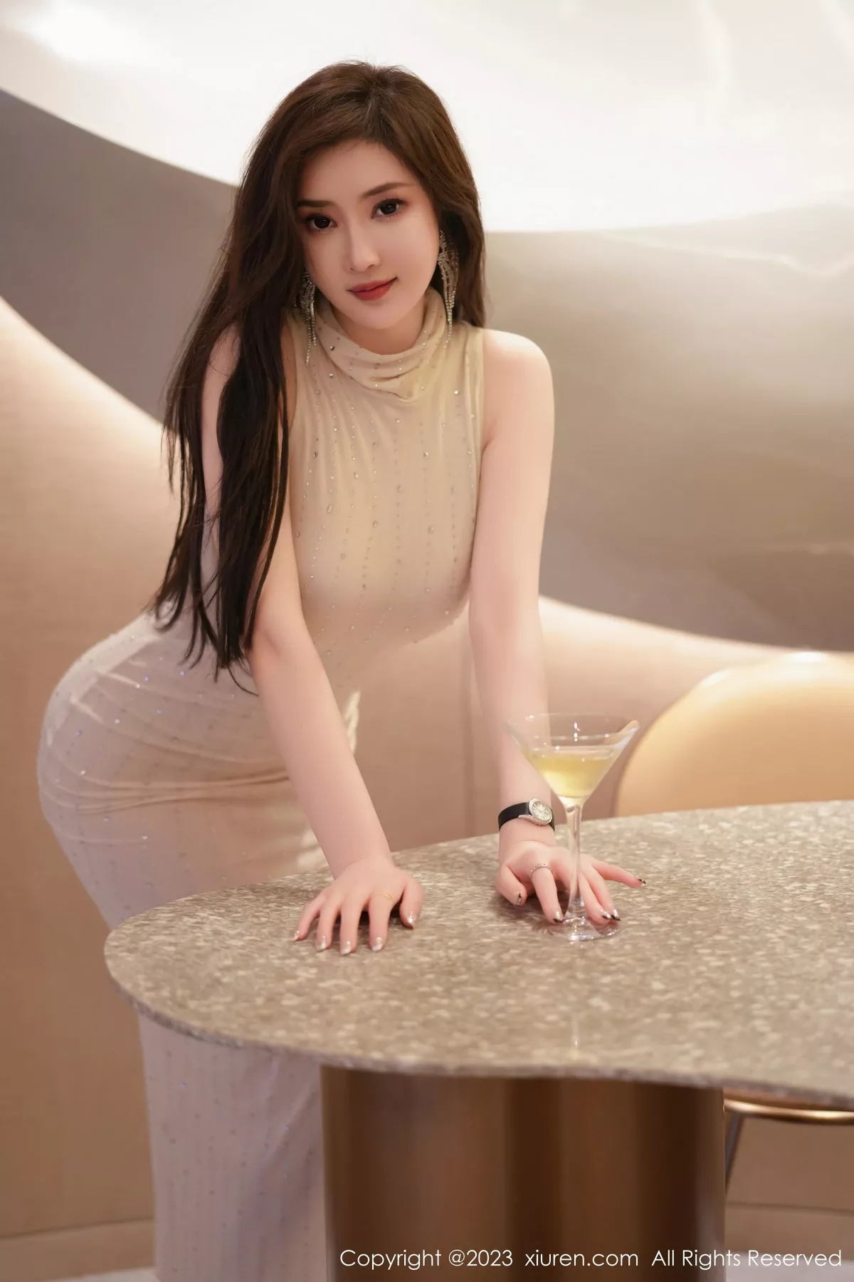 秀人集.com_[XiuRen秀人网]No.7187_女神Carol周妍希性感米色连衣长裙半撩秀丰满身材迷人诱惑写真62P