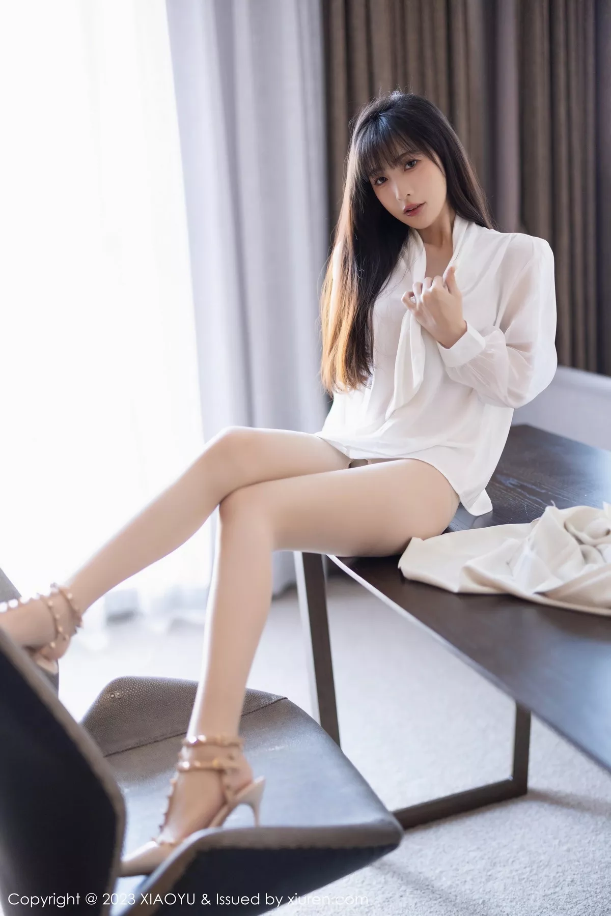 秀人集.com_[XiaoYu画语界]Vol.1088_模特林星阑性感白色连衣裙露浅色内衣配超薄肉丝妩媚迷人写真91P