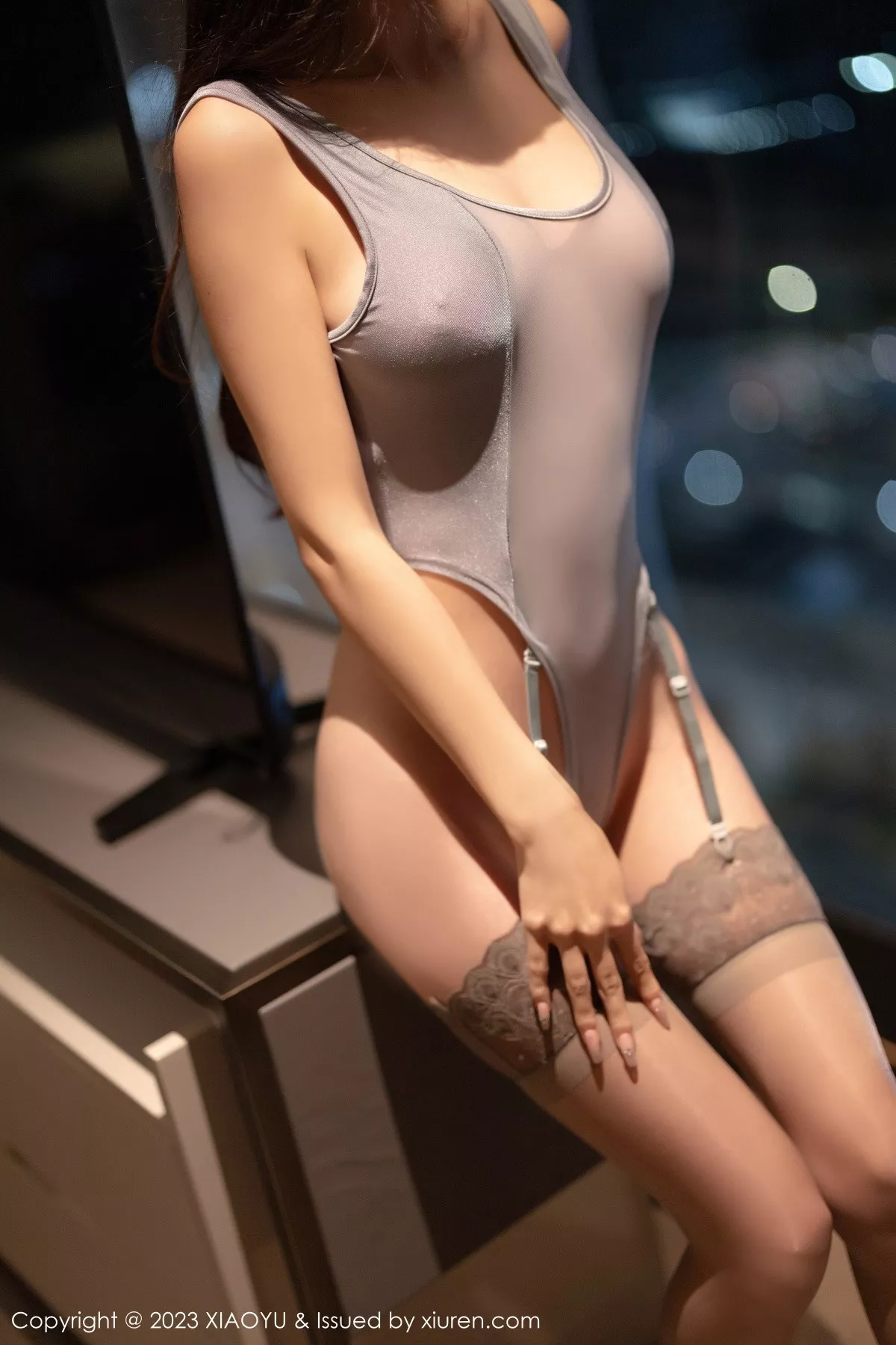 秀人集.com_[XiaoYu画语界]Vol.1109_模特林星阑灰色薄纱高开叉服饰配灰丝吊袜秀曼妙身姿诱惑写真91P