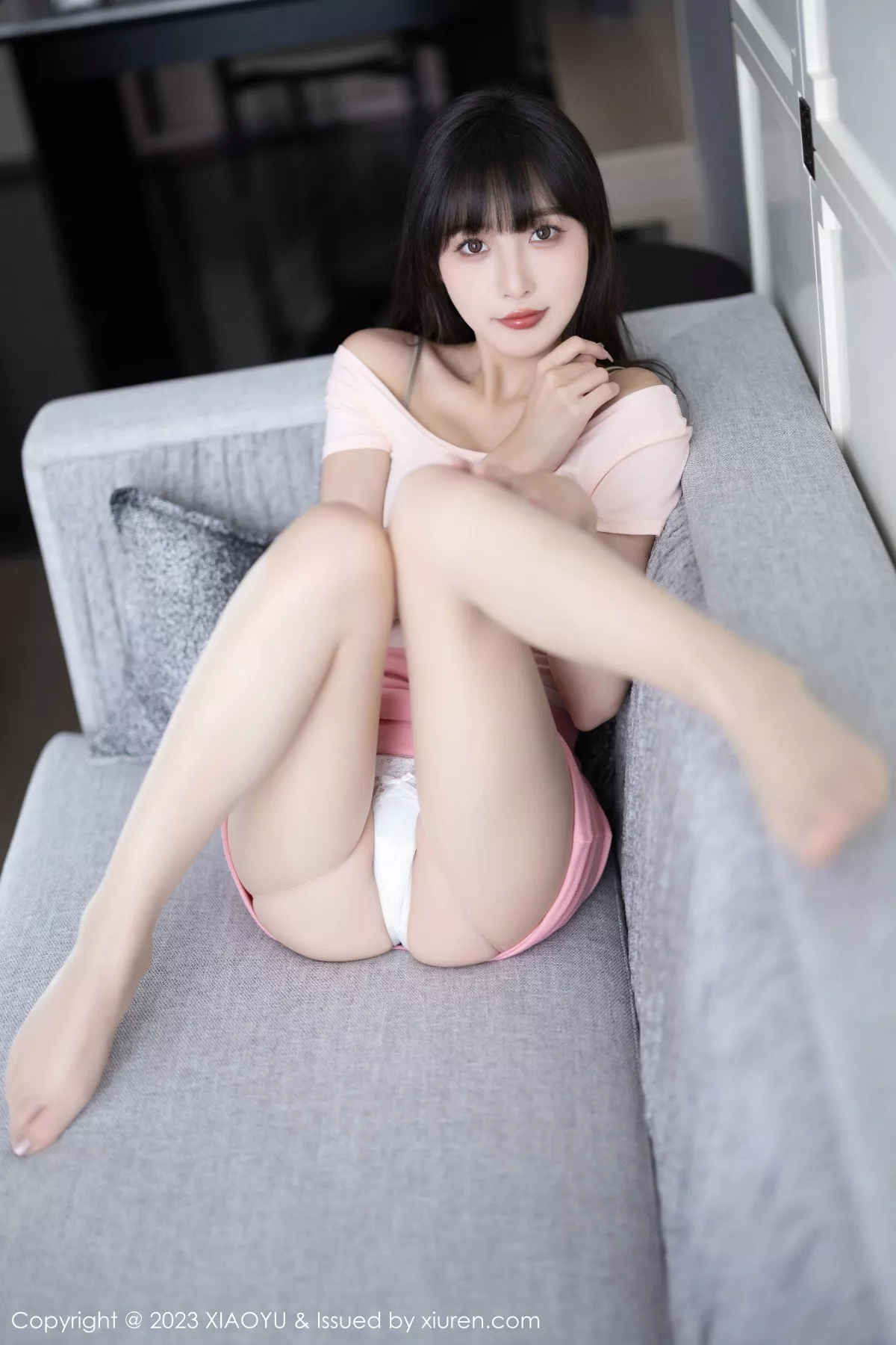 秀人集.com_[XiaoYu画语界]Vol.1112_模特林星阑浅粉色上衣配粉短裙露性感内衣配开档肉丝诱惑写真83P