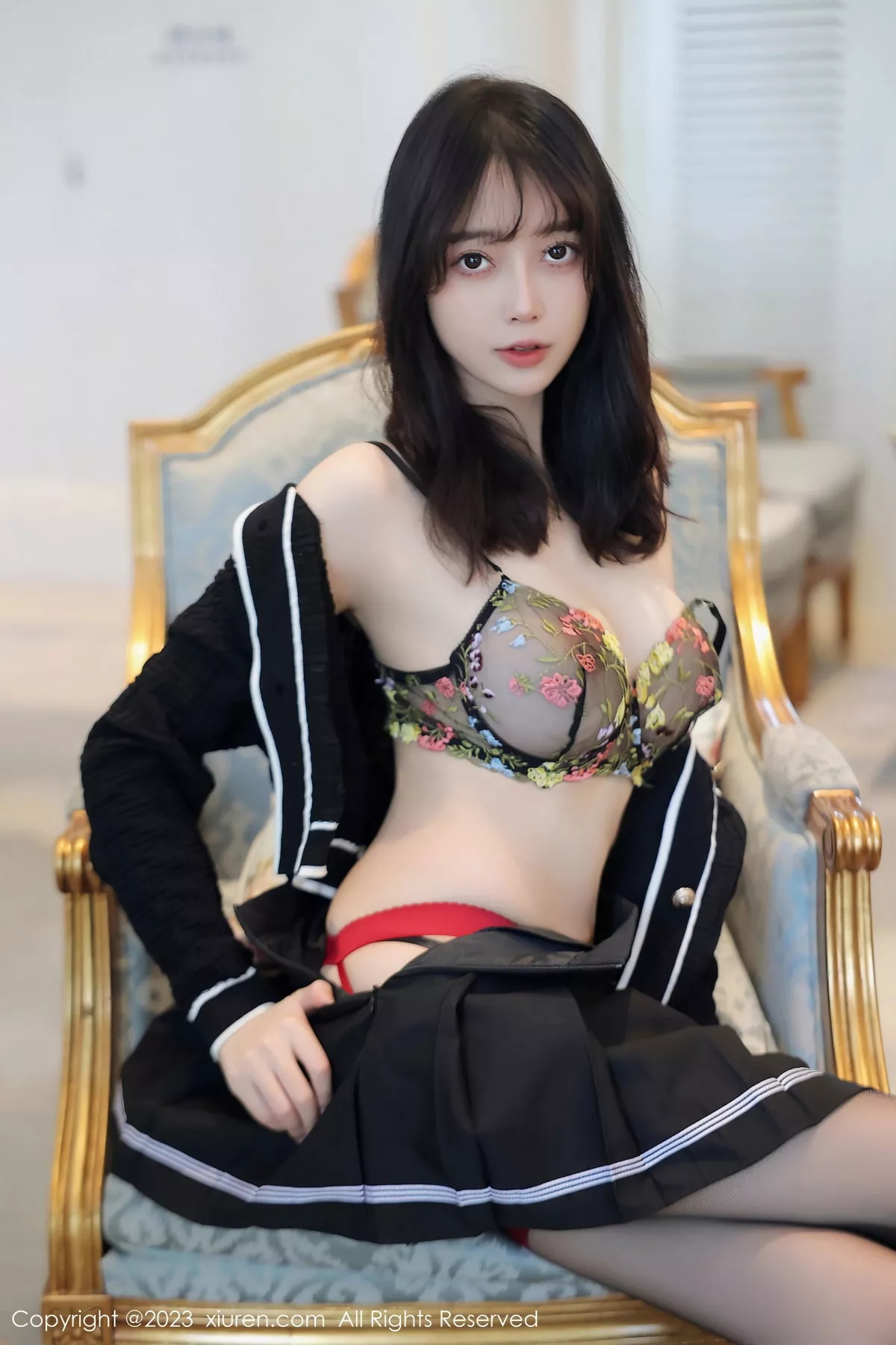 秀人集.com_[XiuRen秀人网]No.7287_模特玥儿玥er半脱露性感黑色薄纱内衣配黑丝吊袜秀美腿诱惑写真82P