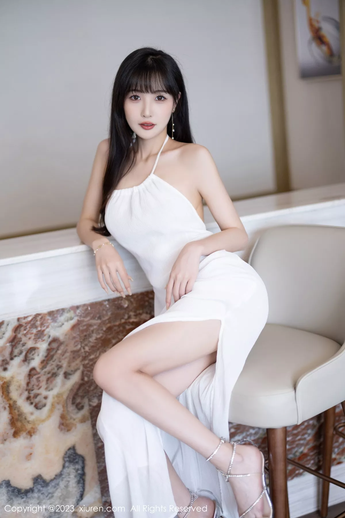 秀人集.com_[XiuRen秀人网]No.7297_模特林星阑性感白色连衣长裙配凉高跟半撩秀翘臀美腿诱惑写真84P