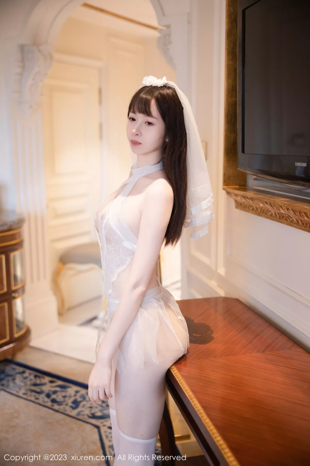 秀人集.com_[XiuRen秀人网]No.7421_模特林悠悠性感白色情趣婚纱服饰配白丝袜秀曼妙身姿诱惑写真82P