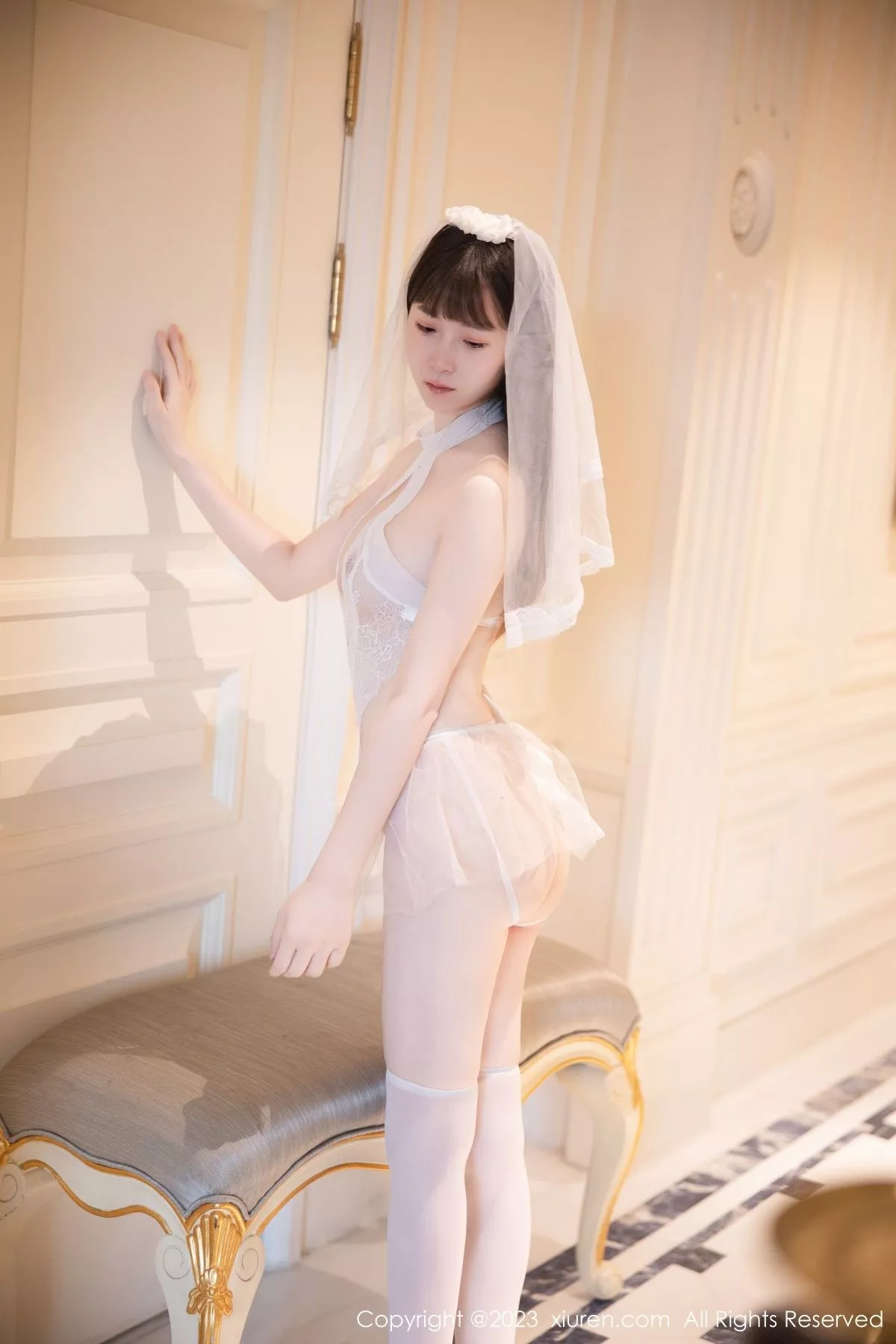 秀人集.com_[XiuRen秀人网]No.7421_模特林悠悠性感白色情趣婚纱服饰配白丝袜秀曼妙身姿诱惑写真82P