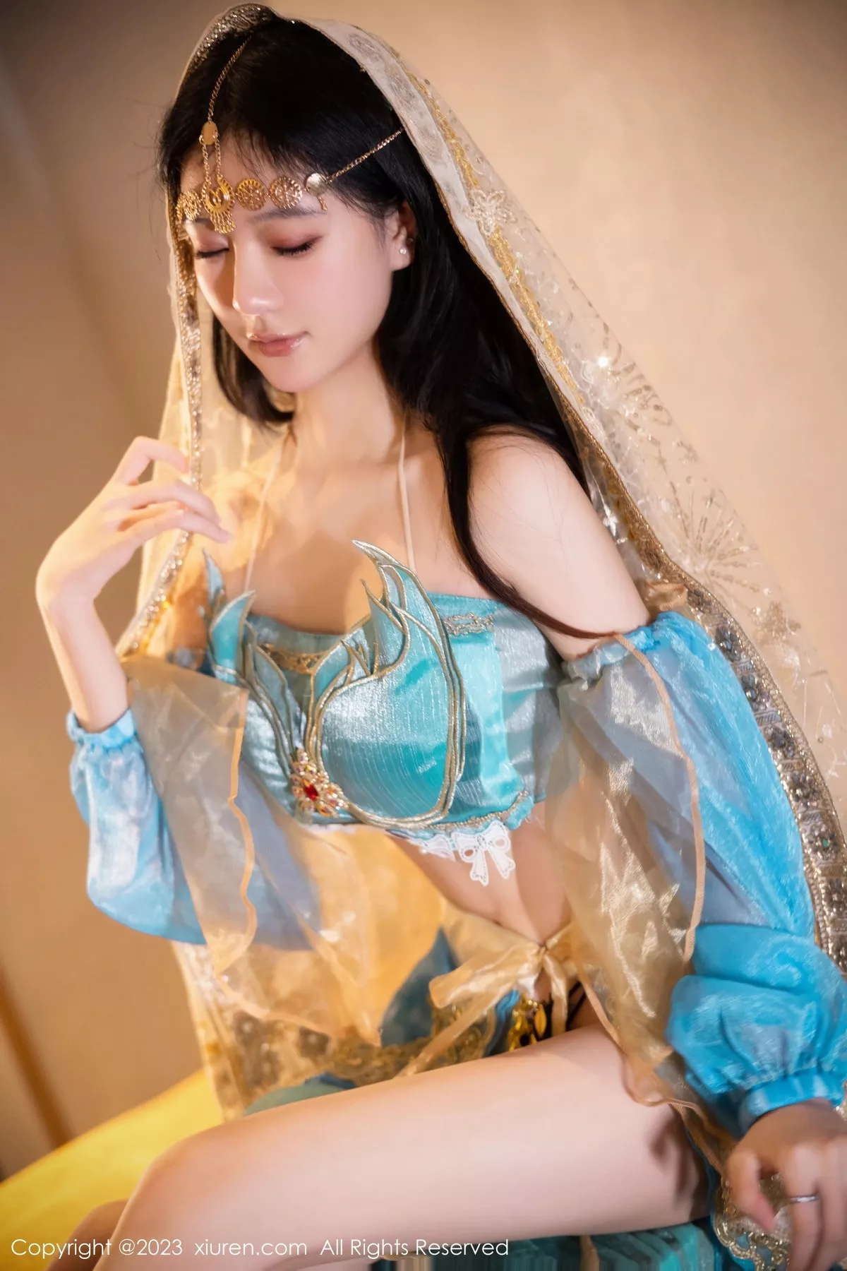 秀人集.com_[XiuRen秀人网]No.7469_模特幼幼性感蓝色西域舞娘短裙露黑色内裤秀白嫩美腿诱惑写真82P