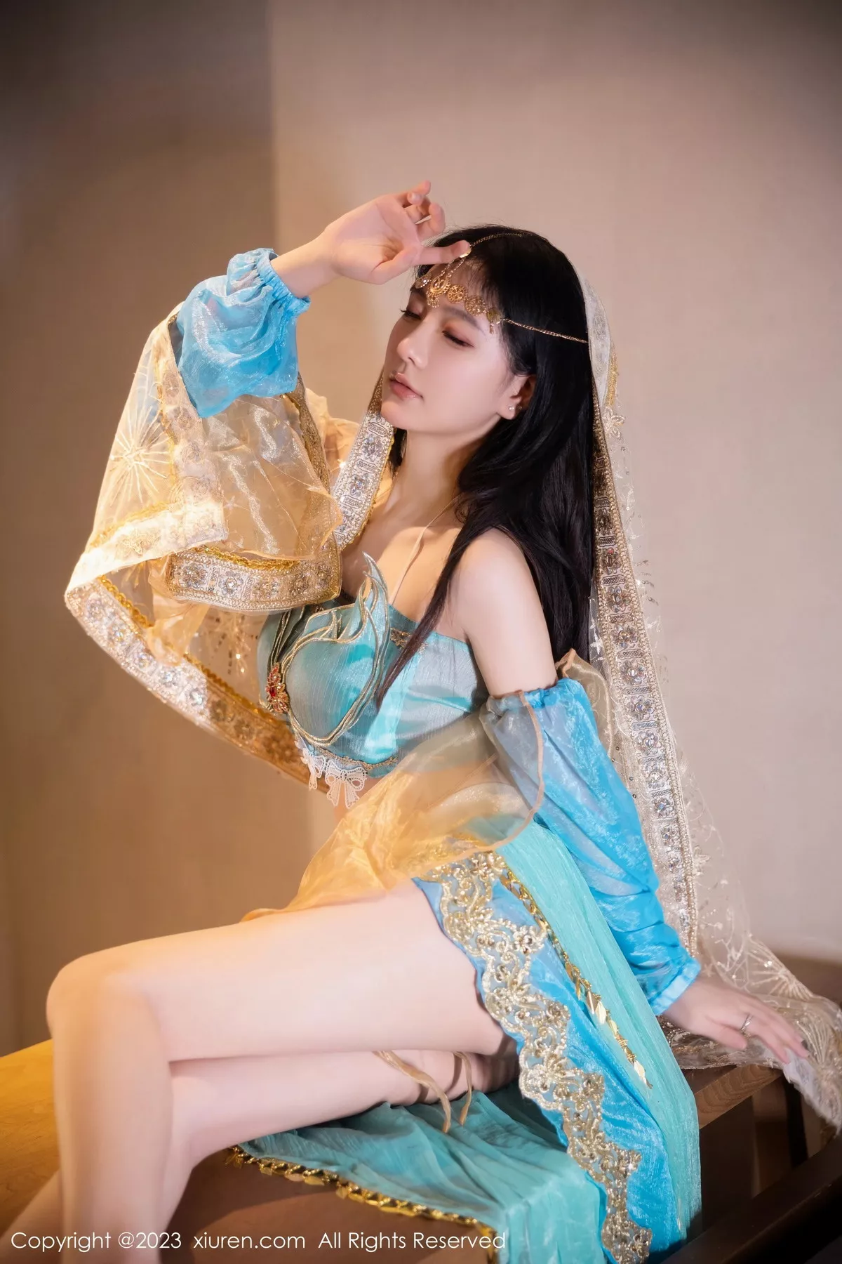 秀人集.com_[XiuRen秀人网]No.7469_模特幼幼性感蓝色西域舞娘短裙露黑色内裤秀白嫩美腿诱惑写真82P
