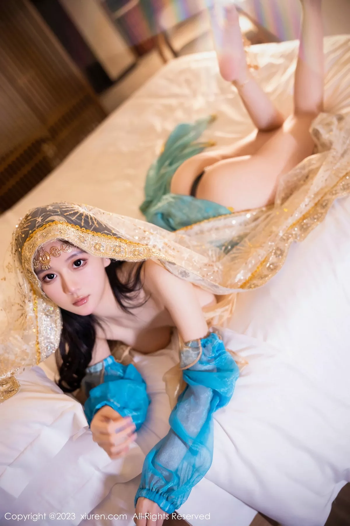 秀人集.com_[XiuRen秀人网]No.7469_模特幼幼性感蓝色西域舞娘短裙露黑色内裤秀白嫩美腿诱惑写真82P