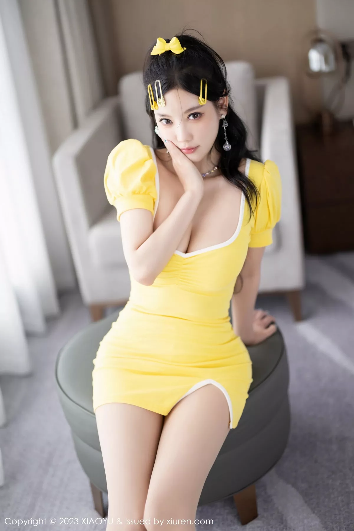 秀人集.com_[XiaoYu画语界]Vol.1126_女神杨晨晨Yome性感黄色连衣短裙配白丝袜秀丰腴身材诱惑写真90P