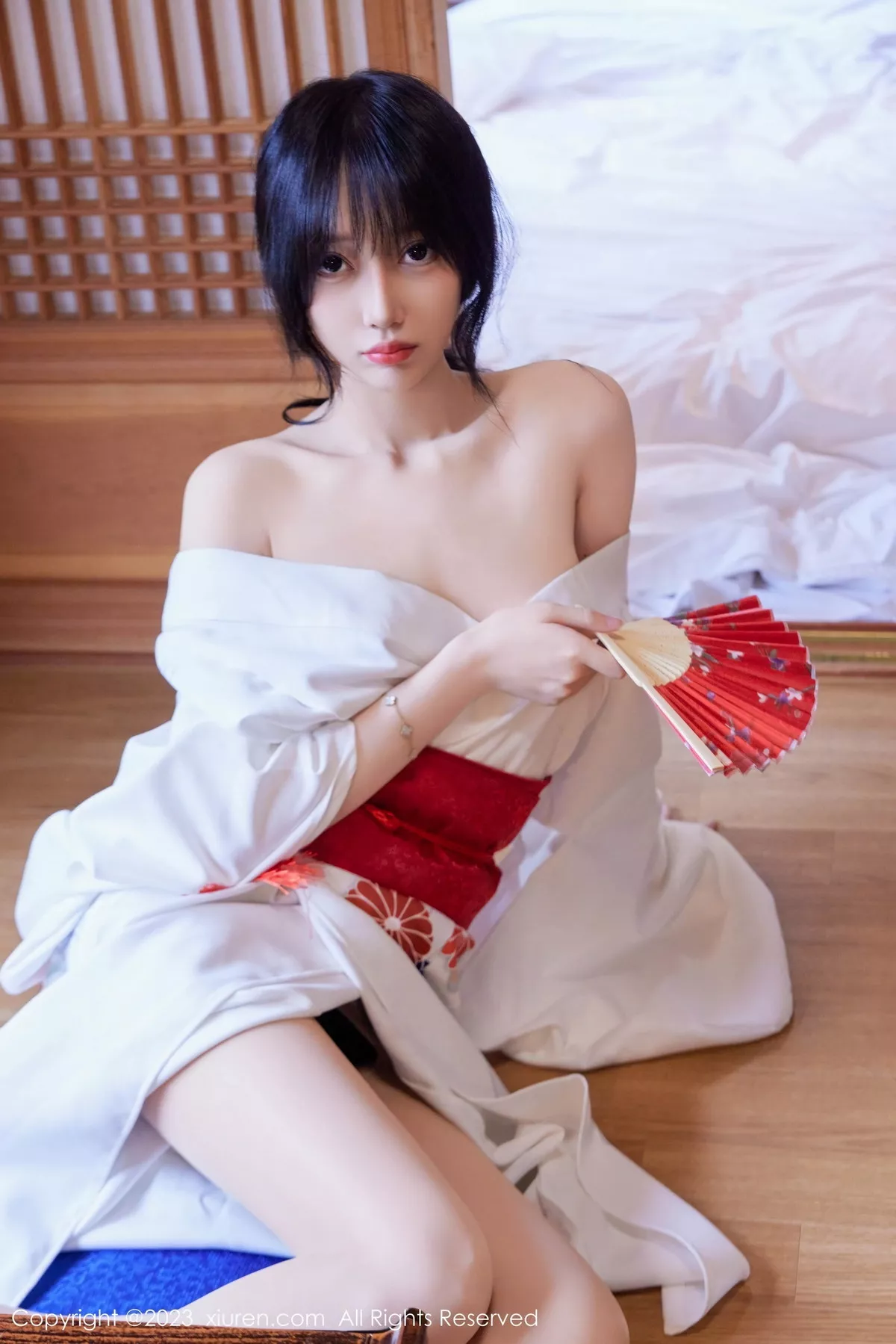 秀人集.com_[XiuRen秀人网]No.7610_模特玥儿玥er性感白色日式和服配开档肉丝秀完美身材诱惑写真60P