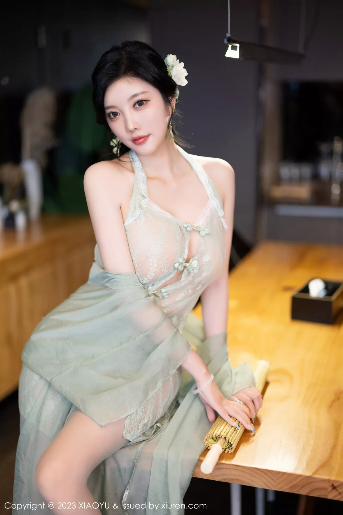 秀人集.com_[XiaoYu画语界]Vol.1143_女神杨晨晨性感淡绿薄纱短裙露绿灰色蕾丝情趣服完美诱惑写真93P