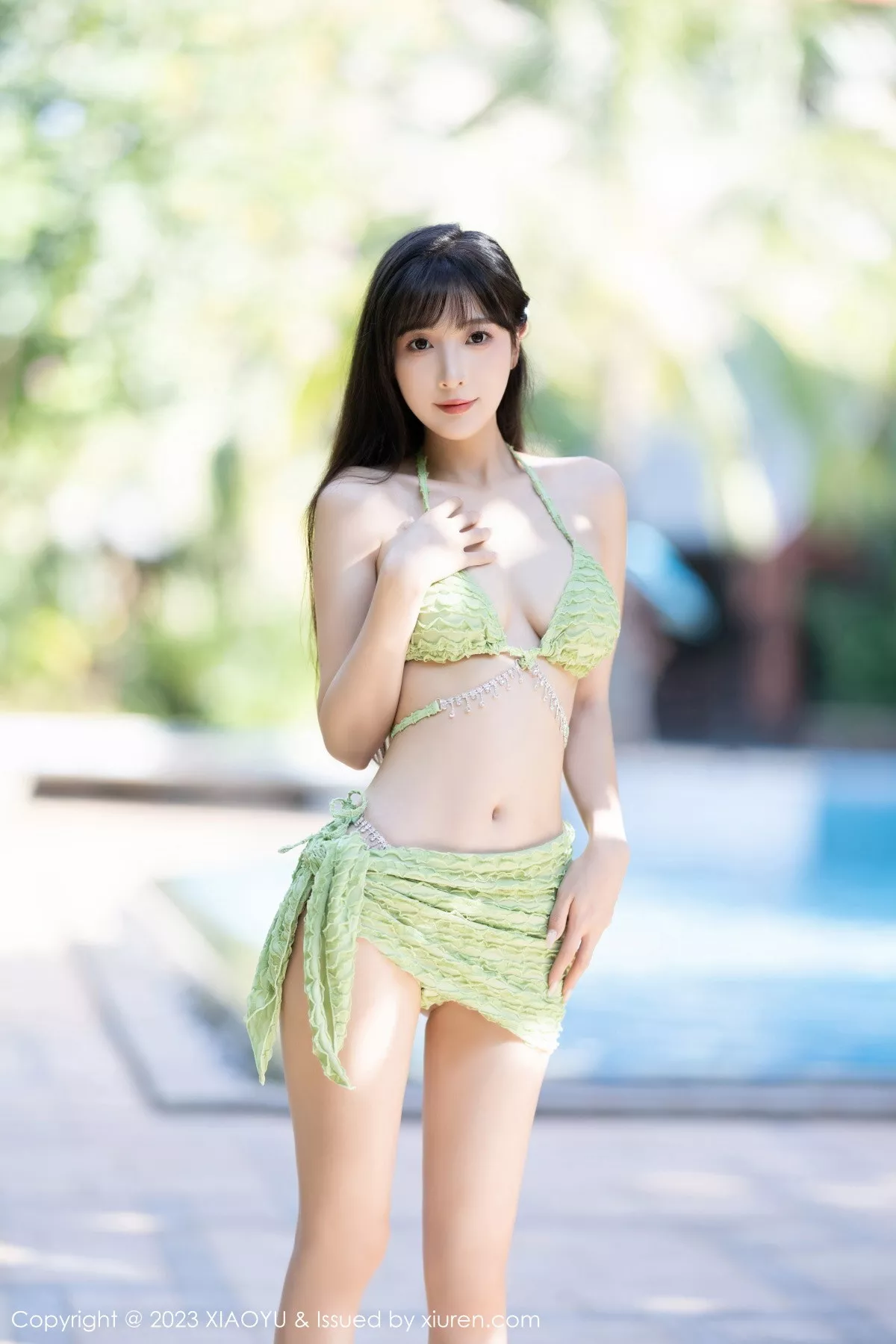 秀人集.com_[XiaoYu画语界]Vol.1145_模特林星阑性感绿色比基尼服饰+灰色薄纱情趣服饰惹火诱惑写真82P