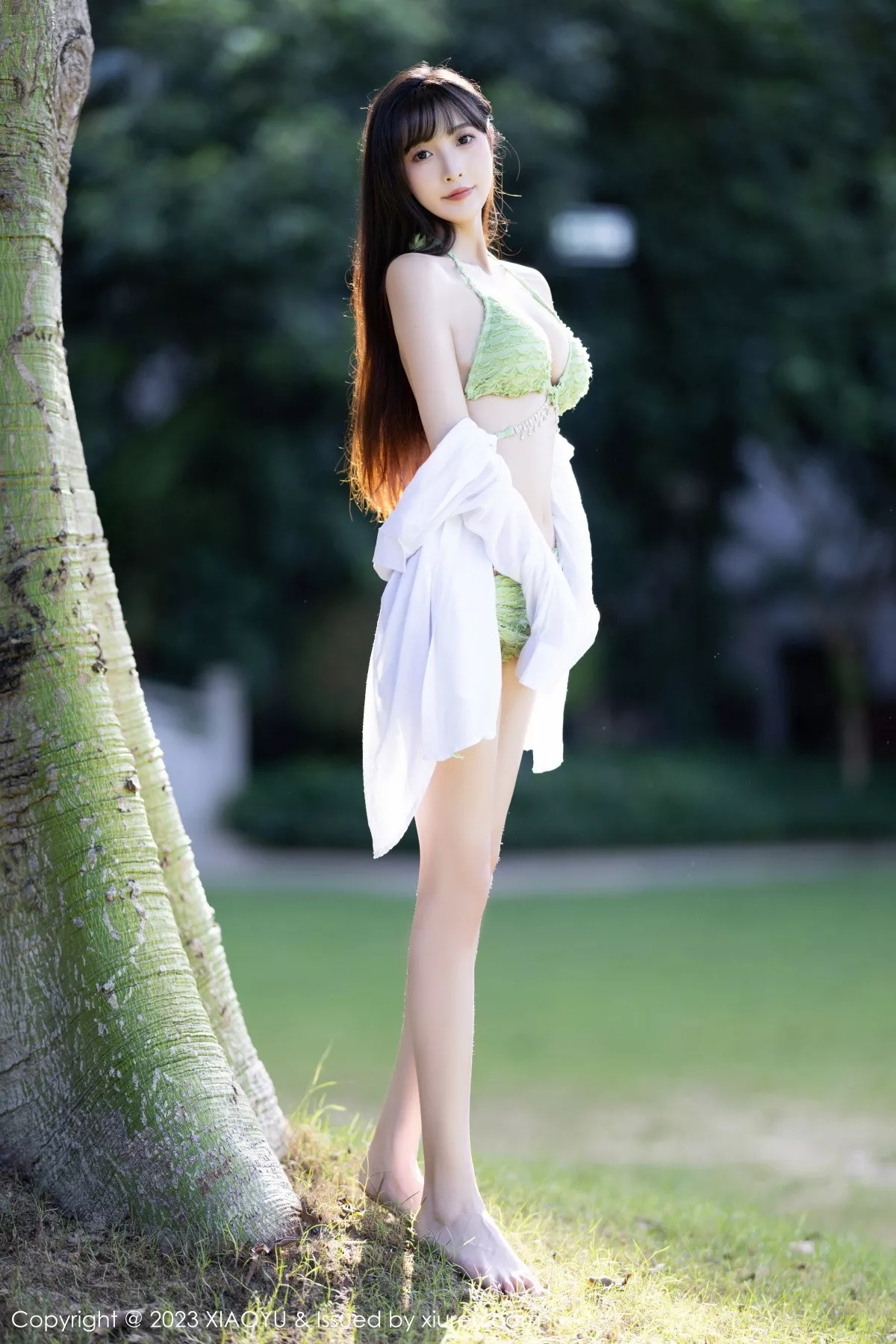 秀人集.com_[XiaoYu画语界]Vol.1145_模特林星阑性感绿色比基尼服饰+灰色薄纱情趣服饰惹火诱惑写真82P