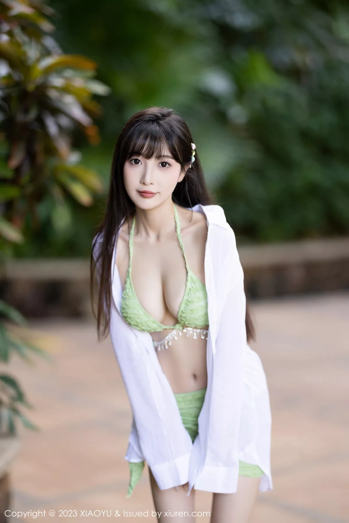 秀人集.com_[XiaoYu画语界]Vol.1145_模特林星阑性感绿色比基尼服饰+灰色薄纱情趣服饰惹火诱惑写真82P