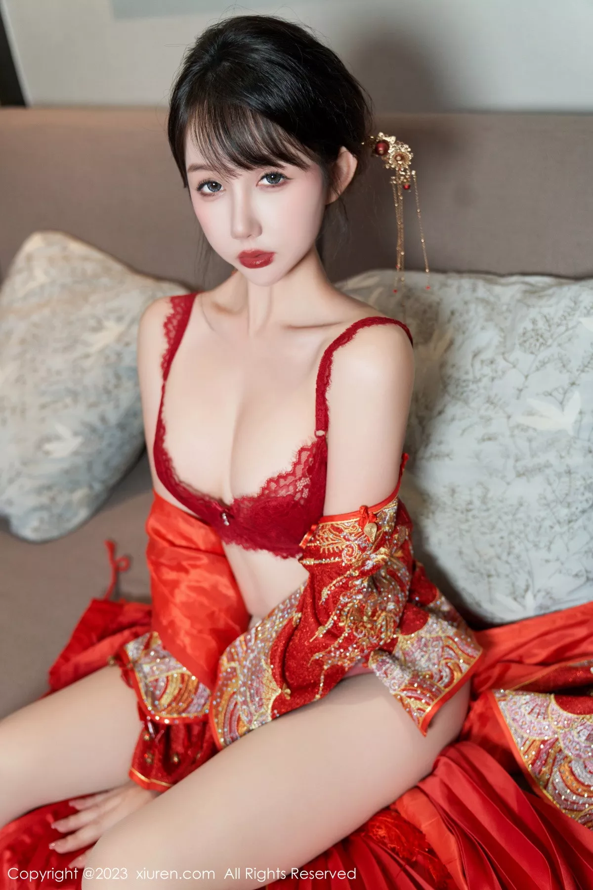 秀人集.com_[XiuRen秀人网]No.7729_模特波巧酱专属新娘主题性感红色蕾丝内衣配超薄肉丝诱惑写真90P