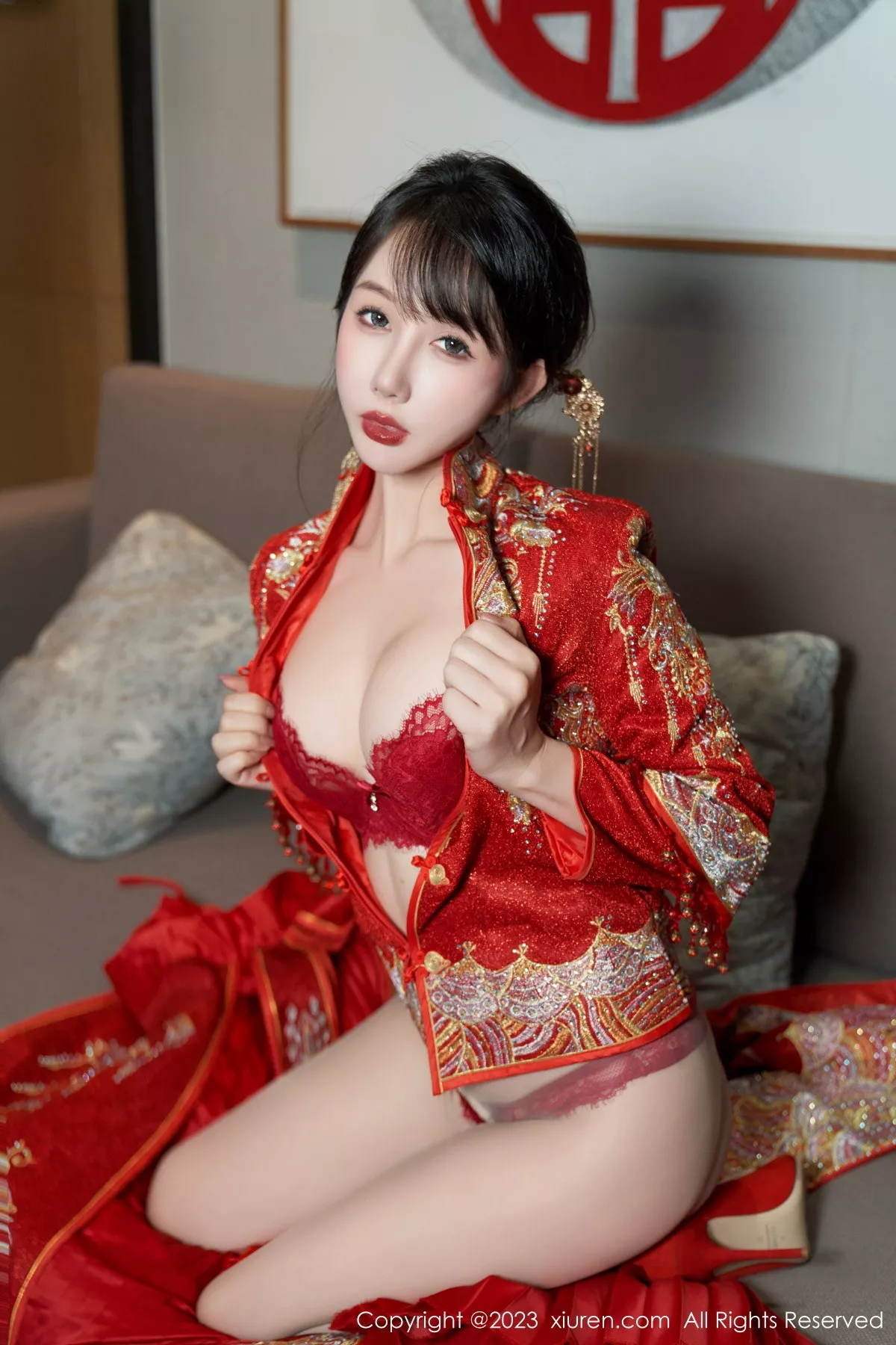 秀人集.com_[XiuRen秀人网]No.7729_模特波巧酱专属新娘主题性感红色蕾丝内衣配超薄肉丝诱惑写真90P