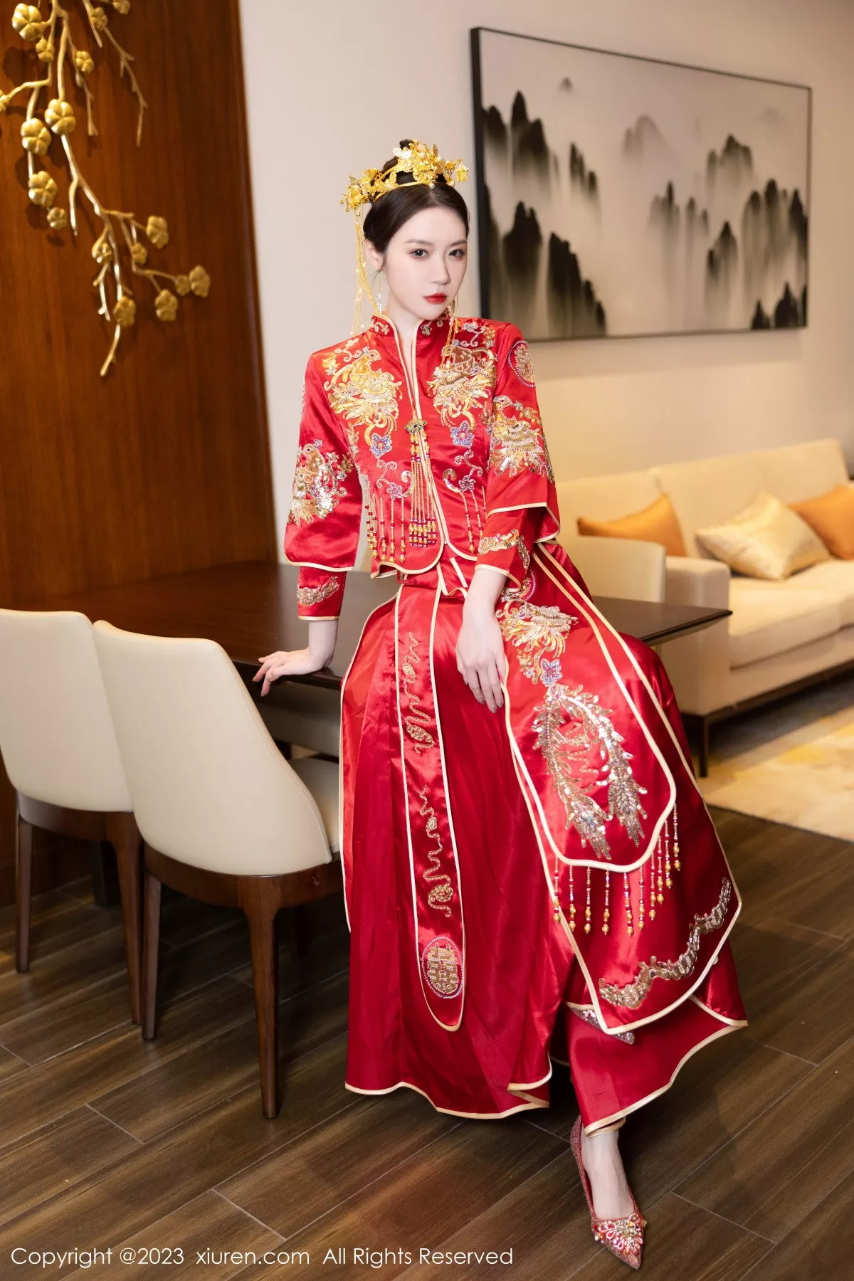秀人集.com_[XiuRen秀人网]No.7766_模特梦心玥性感红色中式婚服露红色薄透肚兜内衣撩人诱惑写真88P
