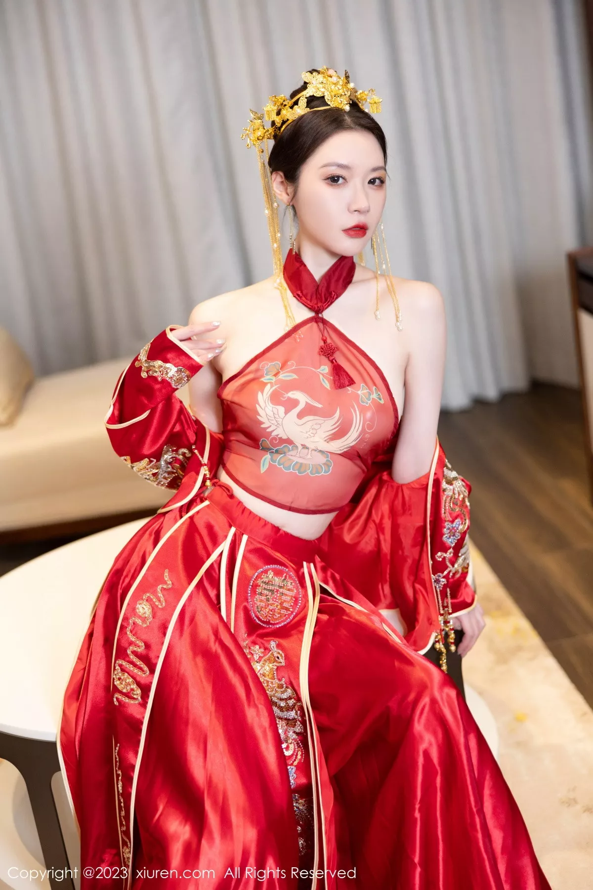 秀人集.com_[XiuRen秀人网]No.7766_模特梦心玥性感红色中式婚服露红色薄透肚兜内衣撩人诱惑写真88P