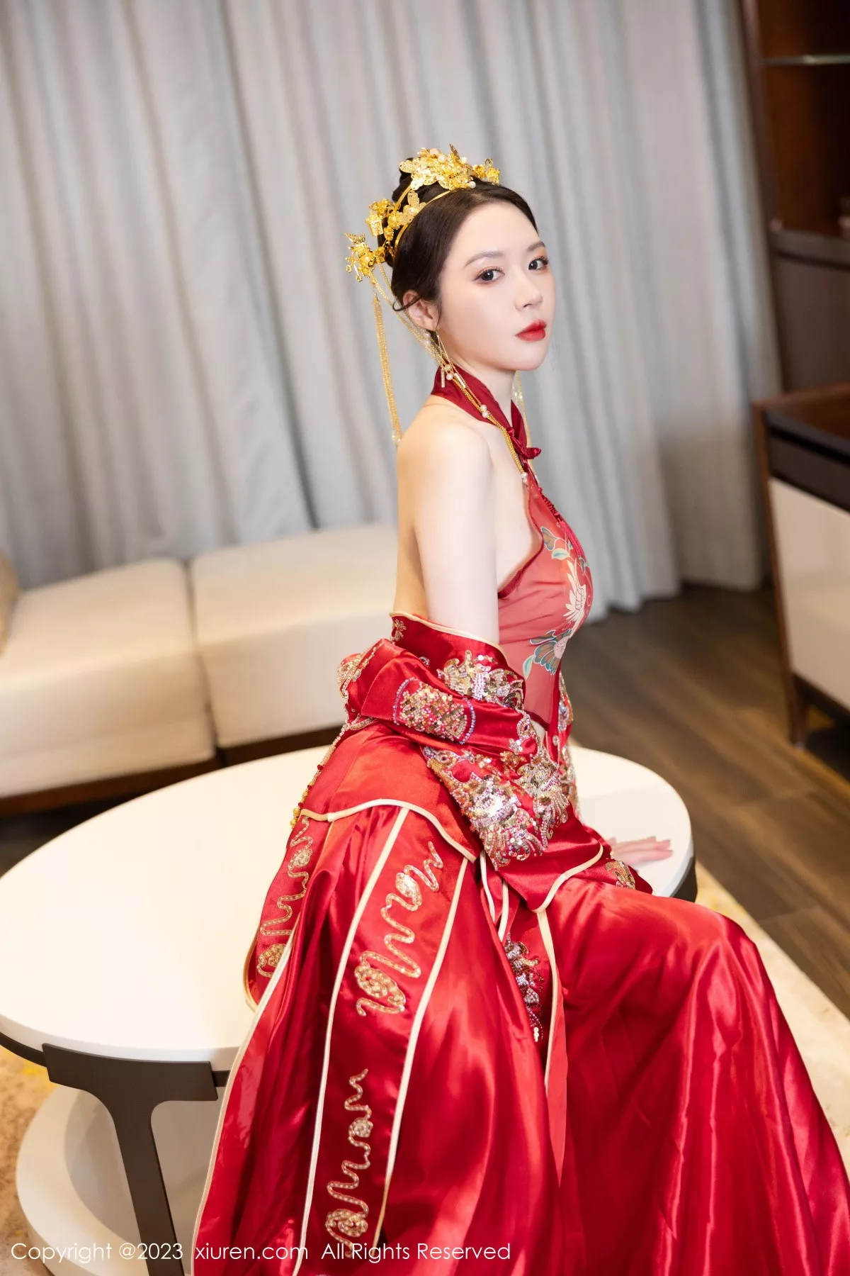 秀人集.com_[XiuRen秀人网]No.7766_模特梦心玥性感红色中式婚服露红色薄透肚兜内衣撩人诱惑写真88P