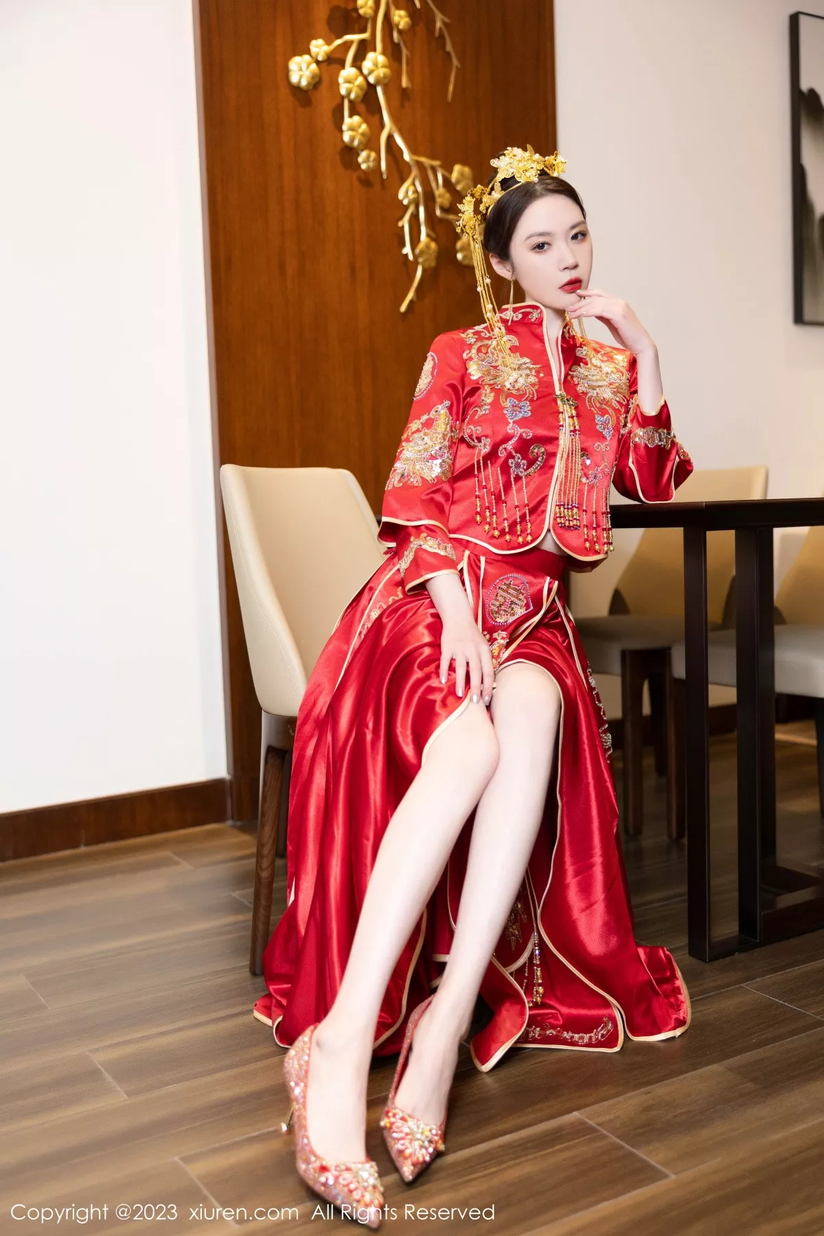 秀人集.com_[XiuRen秀人网]No.7766_模特梦心玥性感红色中式婚服露红色薄透肚兜内衣撩人诱惑写真88P