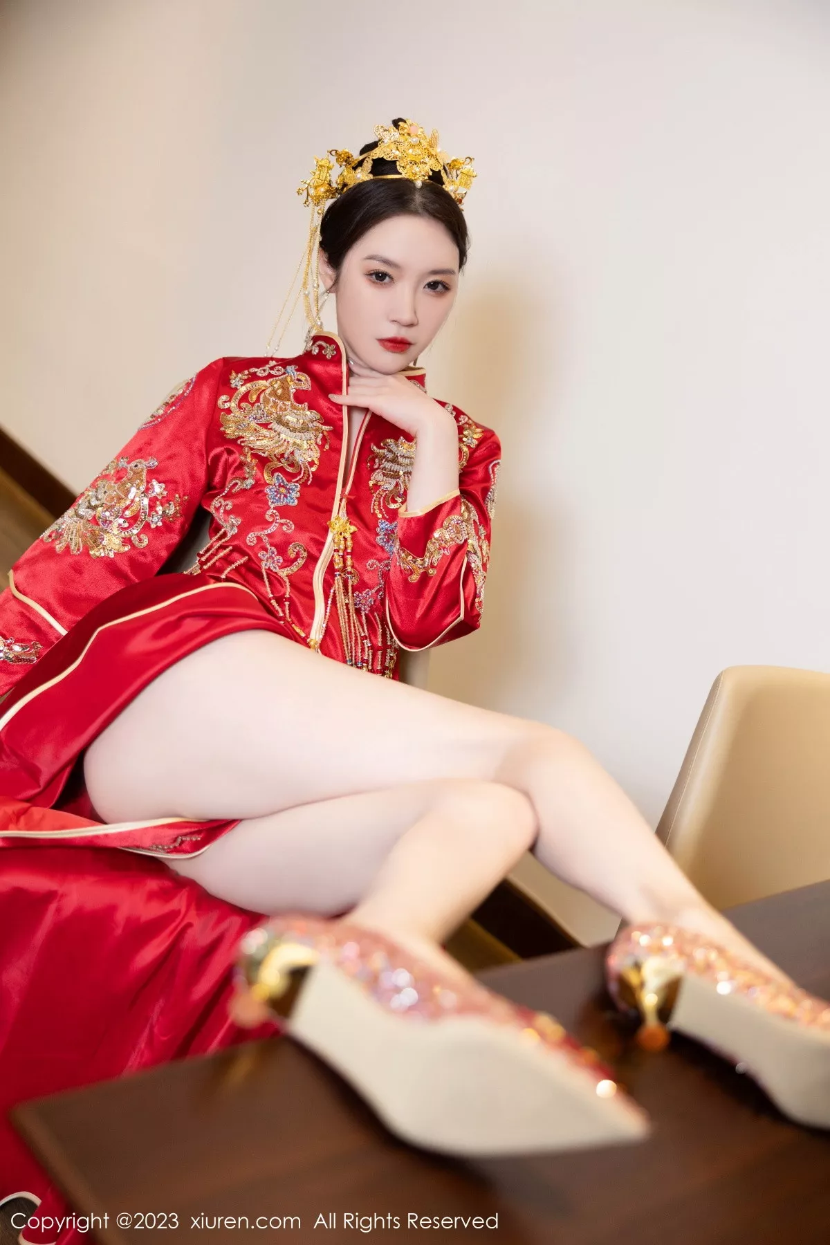 秀人集.com_[XiuRen秀人网]No.7766_模特梦心玥性感红色中式婚服露红色薄透肚兜内衣撩人诱惑写真88P
