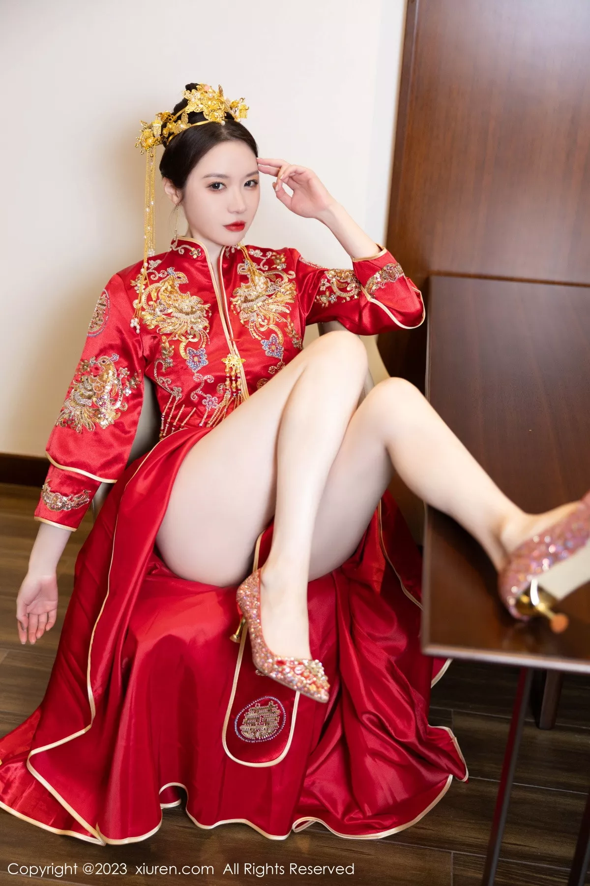 秀人集.com_[XiuRen秀人网]No.7766_模特梦心玥性感红色中式婚服露红色薄透肚兜内衣撩人诱惑写真88P