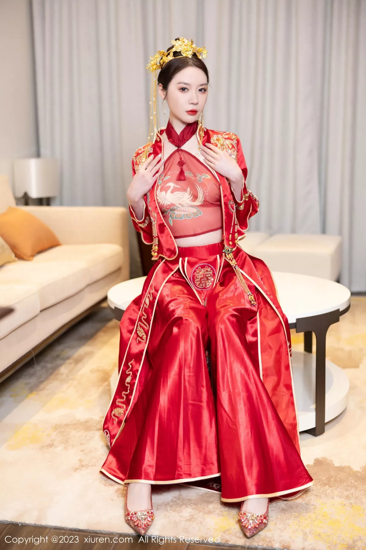 秀人集.com_[XiuRen秀人网]No.7766_模特梦心玥性感红色中式婚服露红色薄透肚兜内衣撩人诱惑写真88P