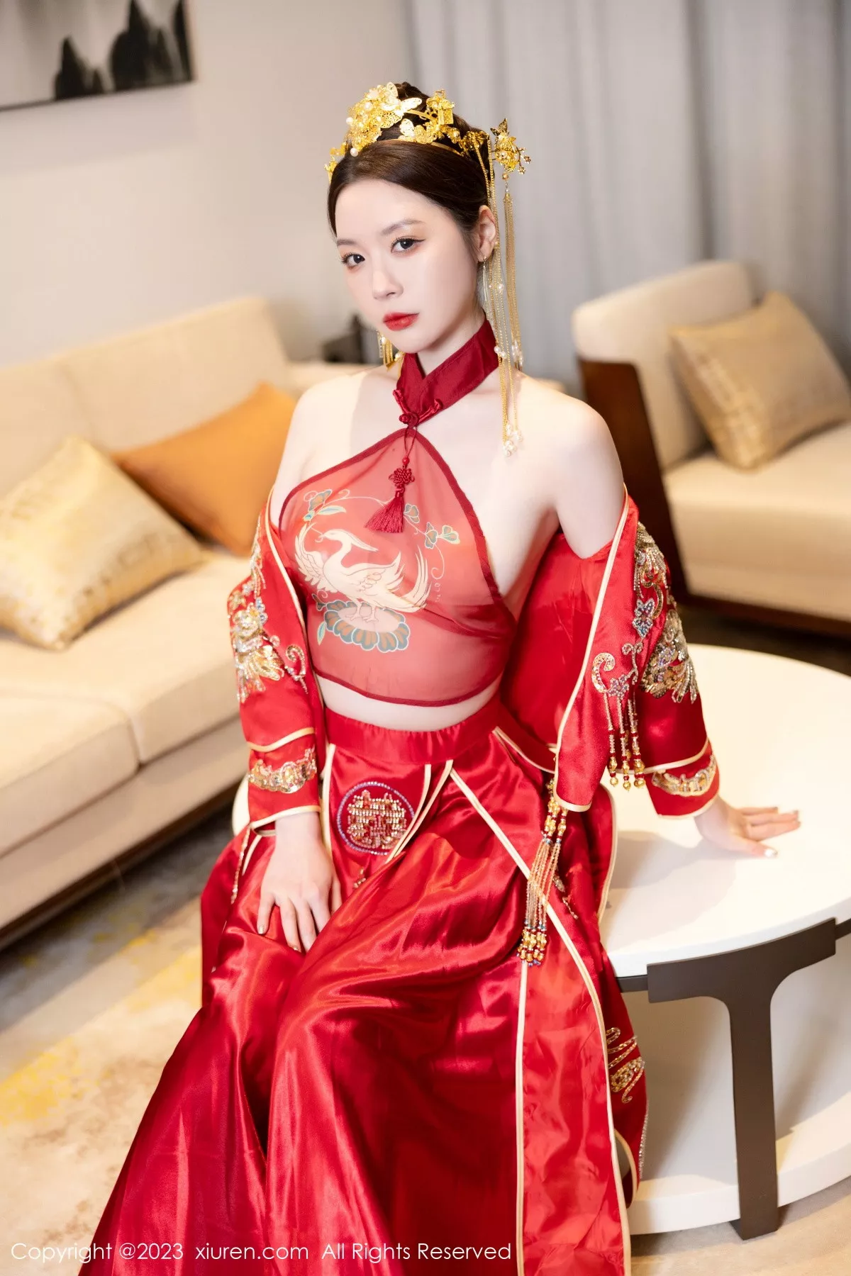 秀人集.com_[XiuRen秀人网]No.7766_模特梦心玥性感红色中式婚服露红色薄透肚兜内衣撩人诱惑写真88P