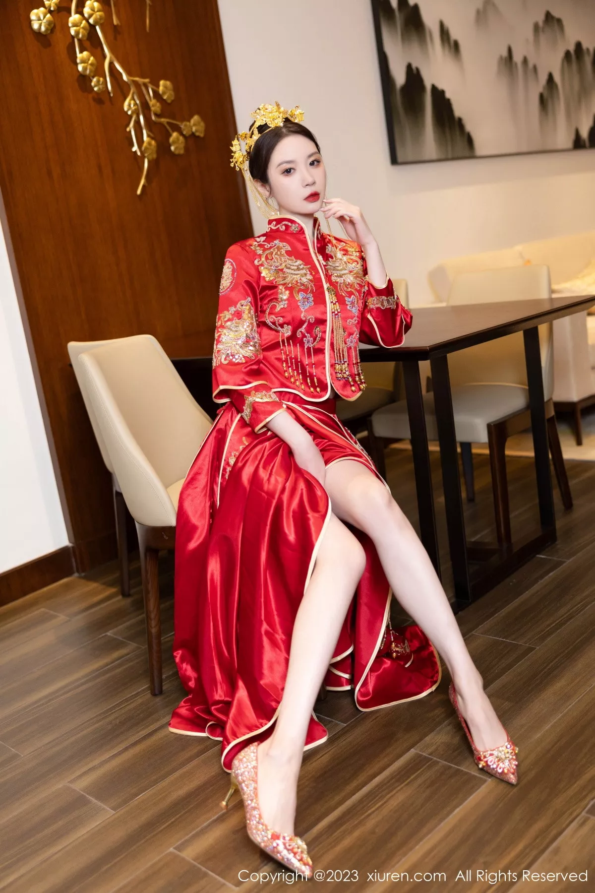 秀人集.com_[XiuRen秀人网]No.7766_模特梦心玥性感红色中式婚服露红色薄透肚兜内衣撩人诱惑写真88P