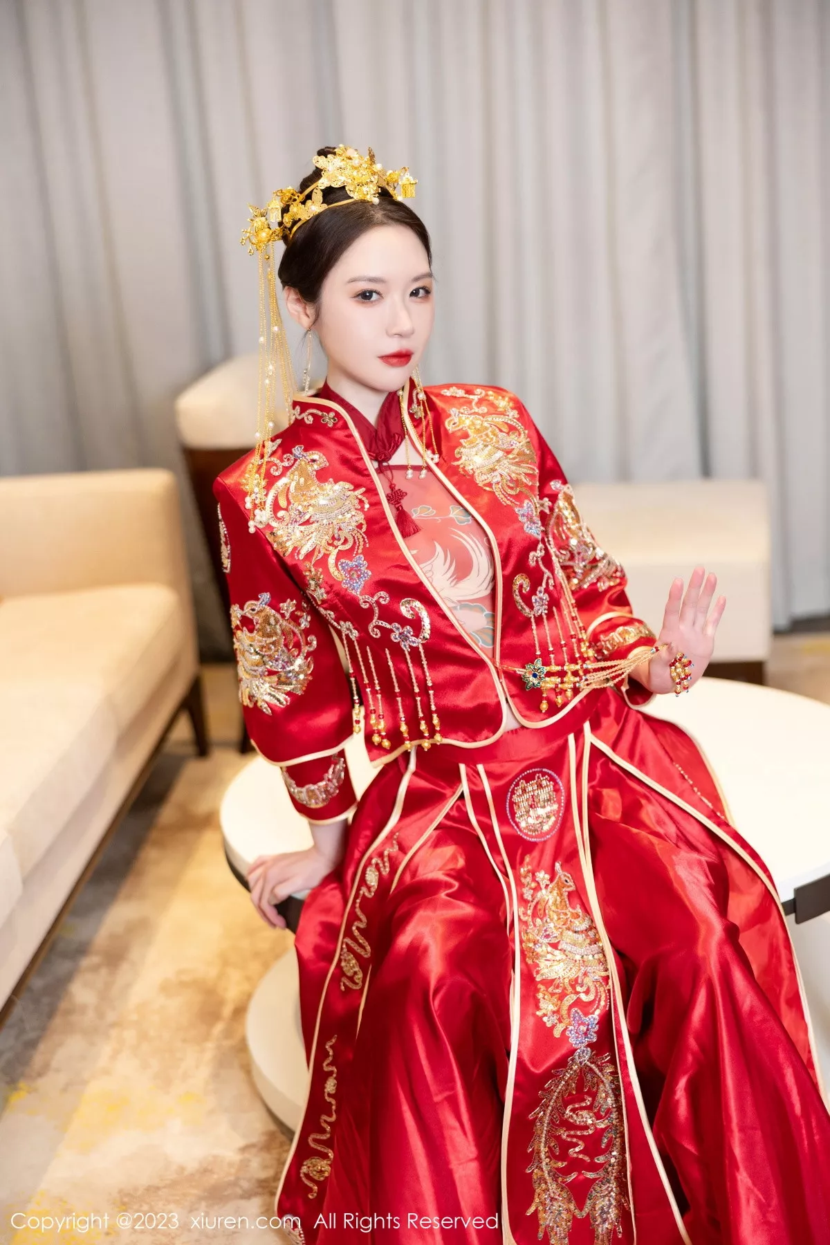 秀人集.com_[XiuRen秀人网]No.7766_模特梦心玥性感红色中式婚服露红色薄透肚兜内衣撩人诱惑写真88P