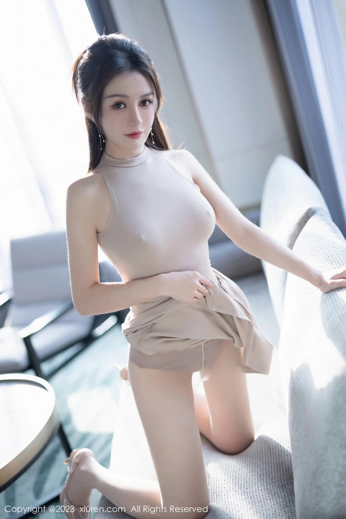 秀人集.com_[XiuRen秀人网]No.7824_模特唐宁宁性感杏色收身连衣长裙配开档肉丝秀曼妙身姿诱惑写真83P