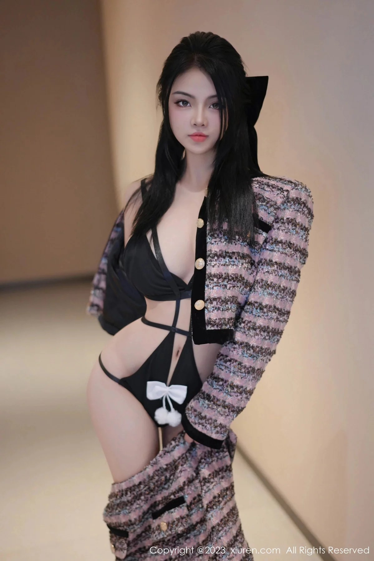 秀人集.com_[XiuRen秀人网]No.7877_模特媛宝儿boa性感暗粉短裙套装露黑色内衣秀曼妙身姿诱惑写真51P